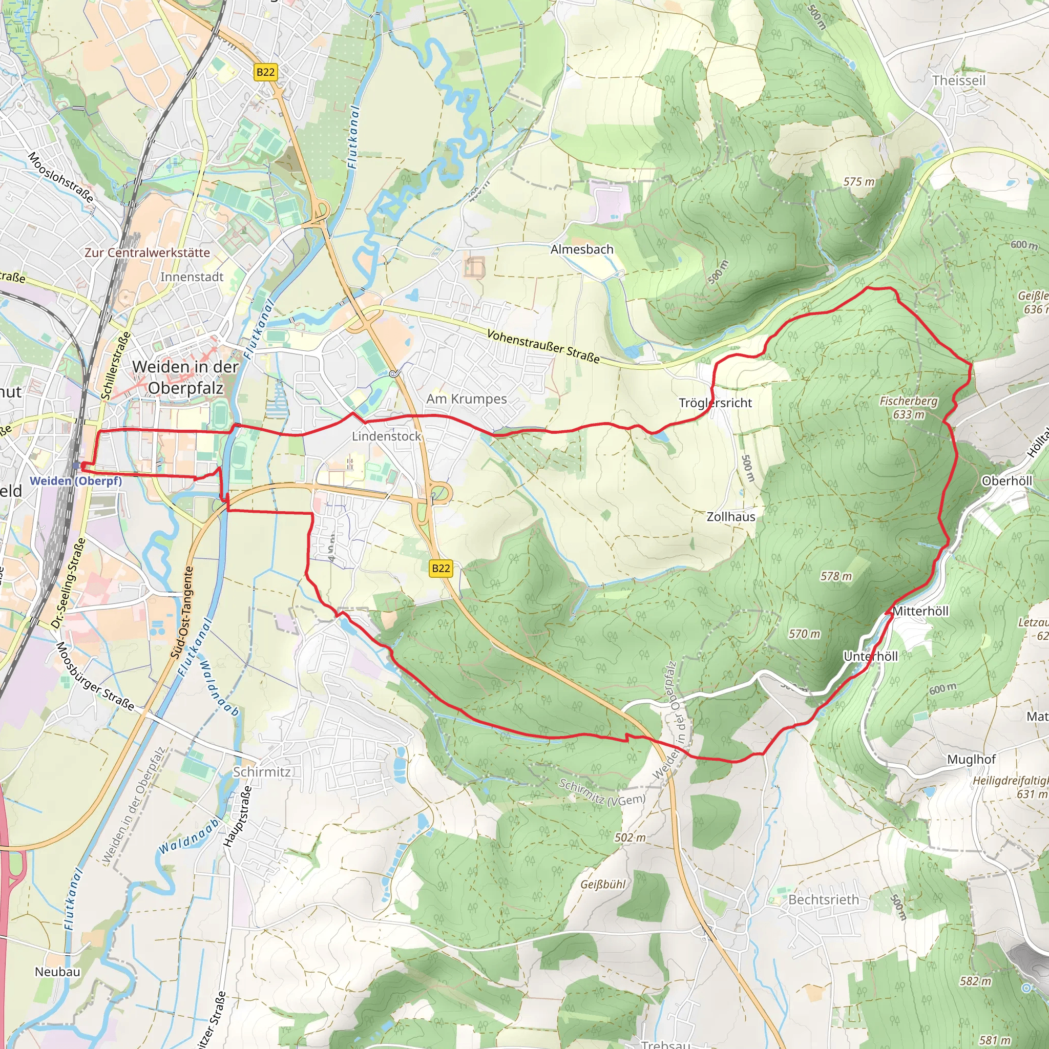 Weiden and Troglersricht Loop mobile static map