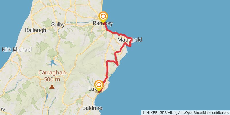 Raad Ny Foillan - Isle of Man Coastal Path stage 2 Map