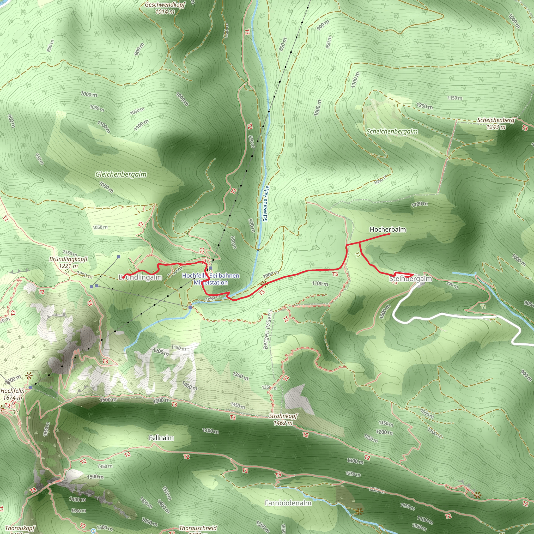 Hocherbalm and Steinbergalm Walk via Wanderweg 8 Hochfelln mobile static map