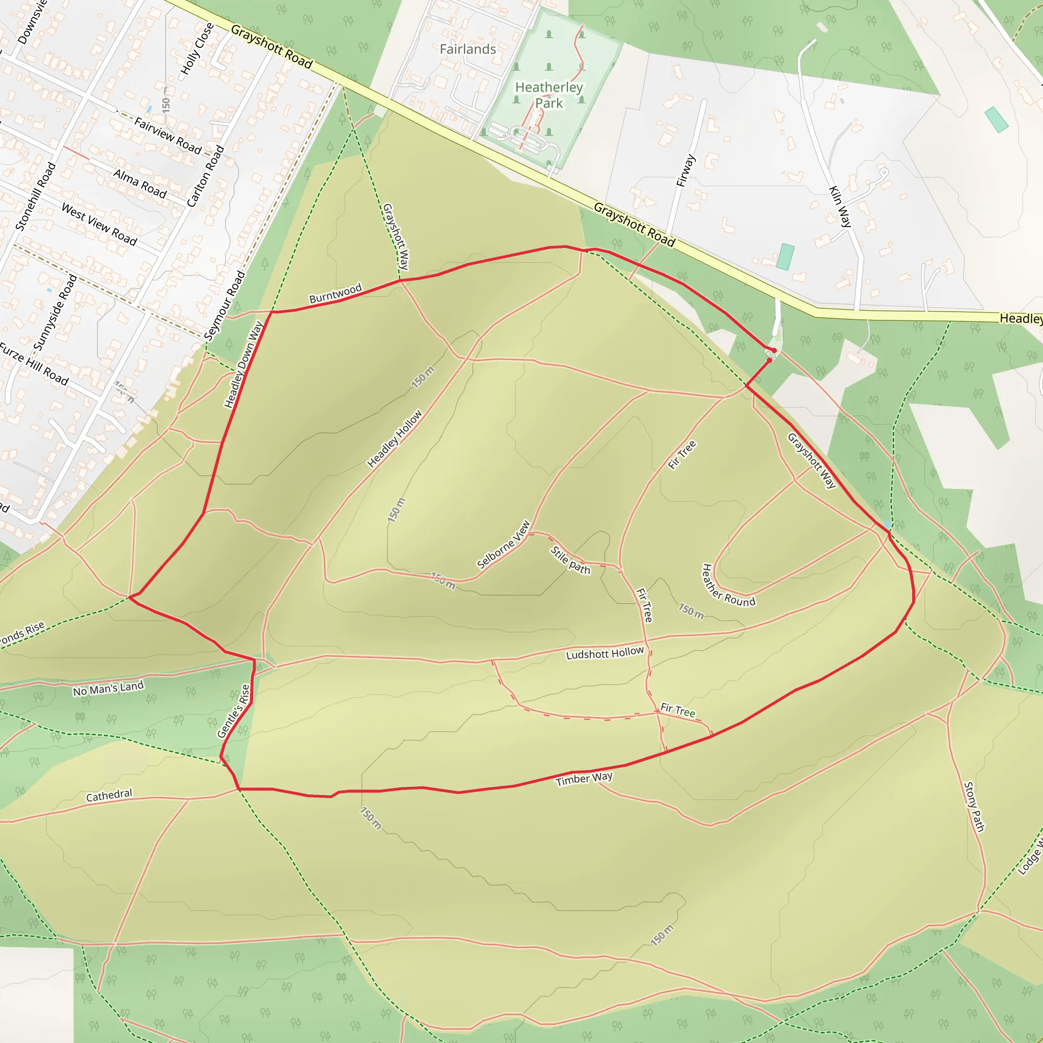 Ludshott Common Loop mobile static map