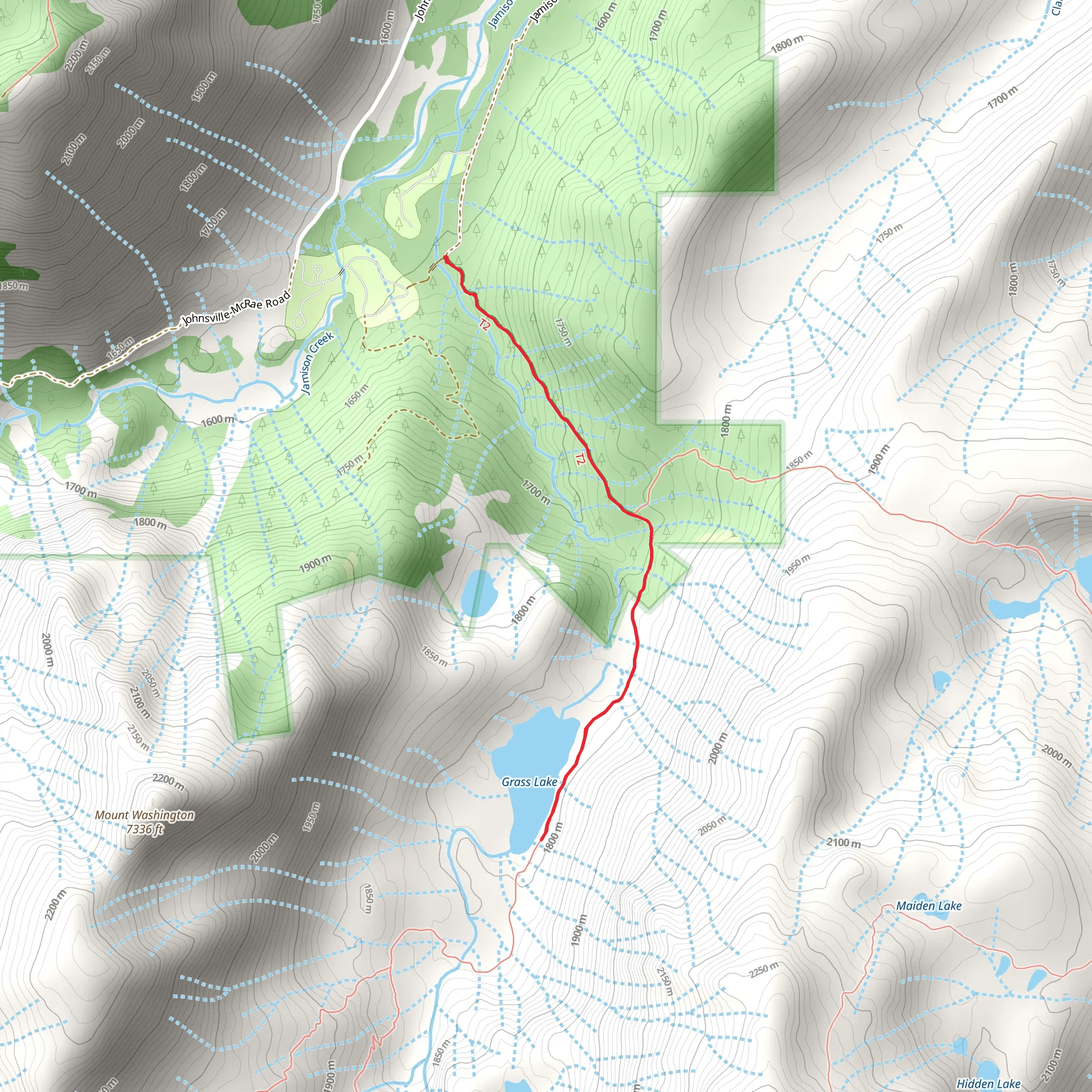 Grass Lake via Jamison Creek Trail mobile static map