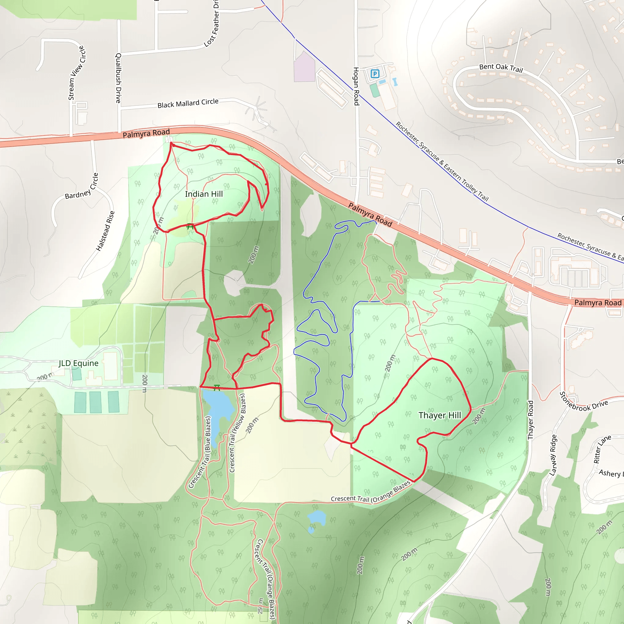 Thayer Hill Loop from Palmyra Road mobile static map