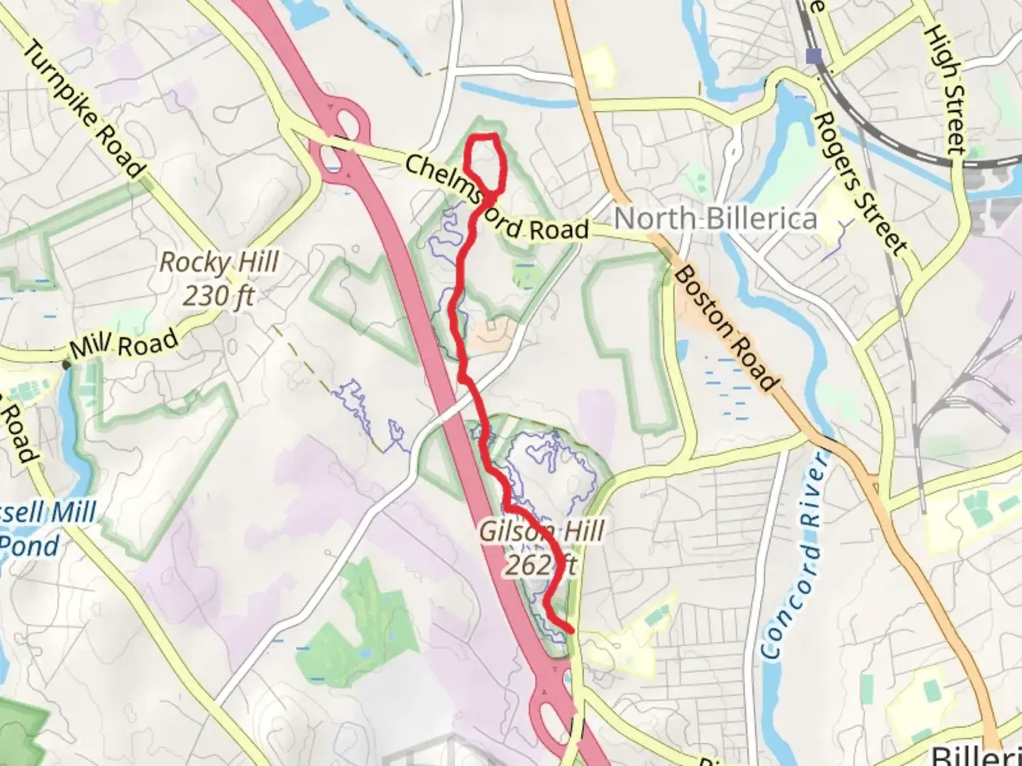 An image depicting the trail Warren H Manning State Park and Gilson Hill and its surrounding area.