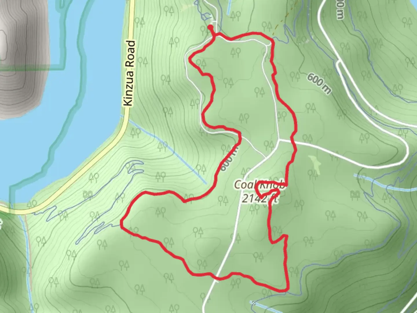 An image depicting the trail Coal Knob Loop via Coal Knob and Tuttletown Walk and its surrounding area.