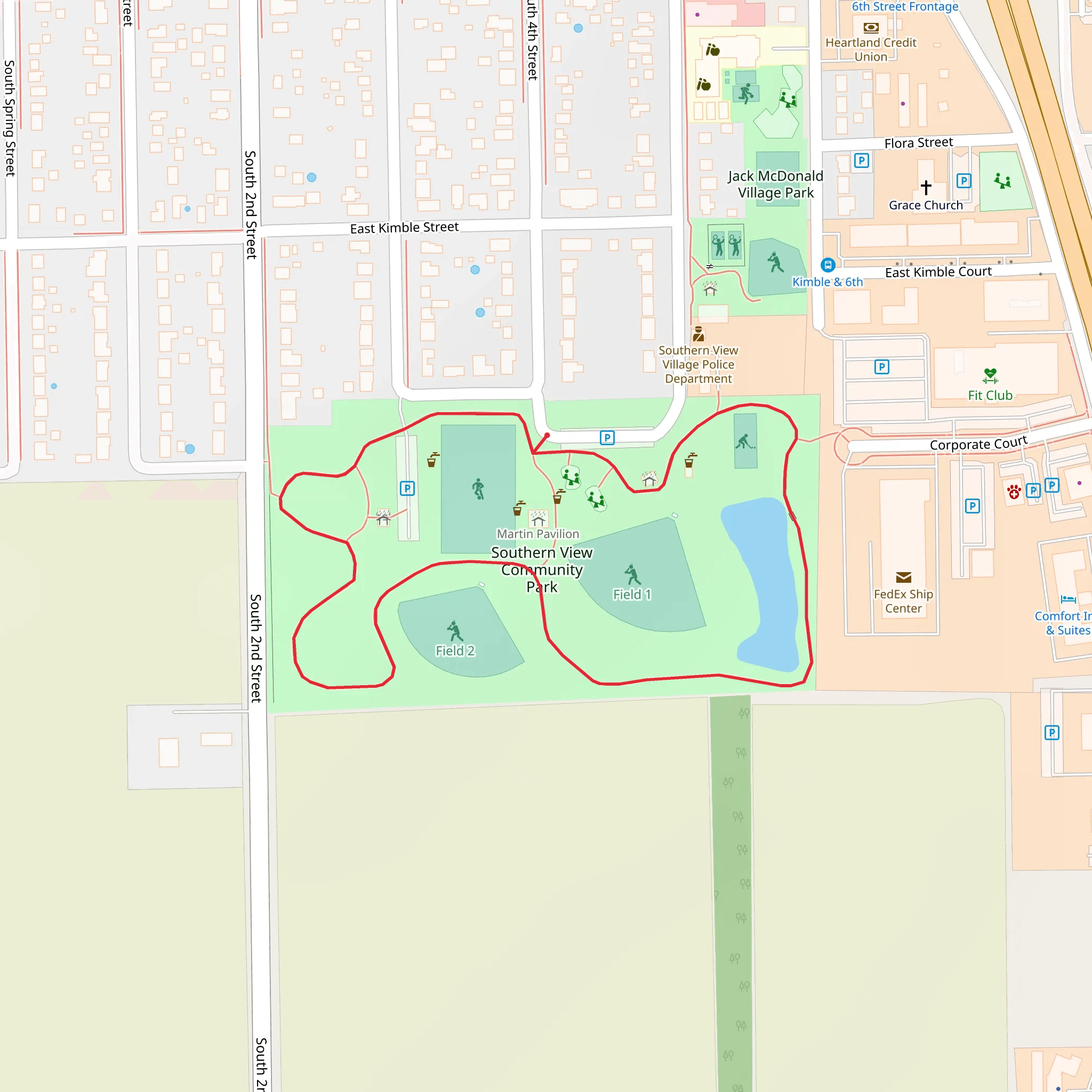 Southern View Community Park Loop mobile static map
