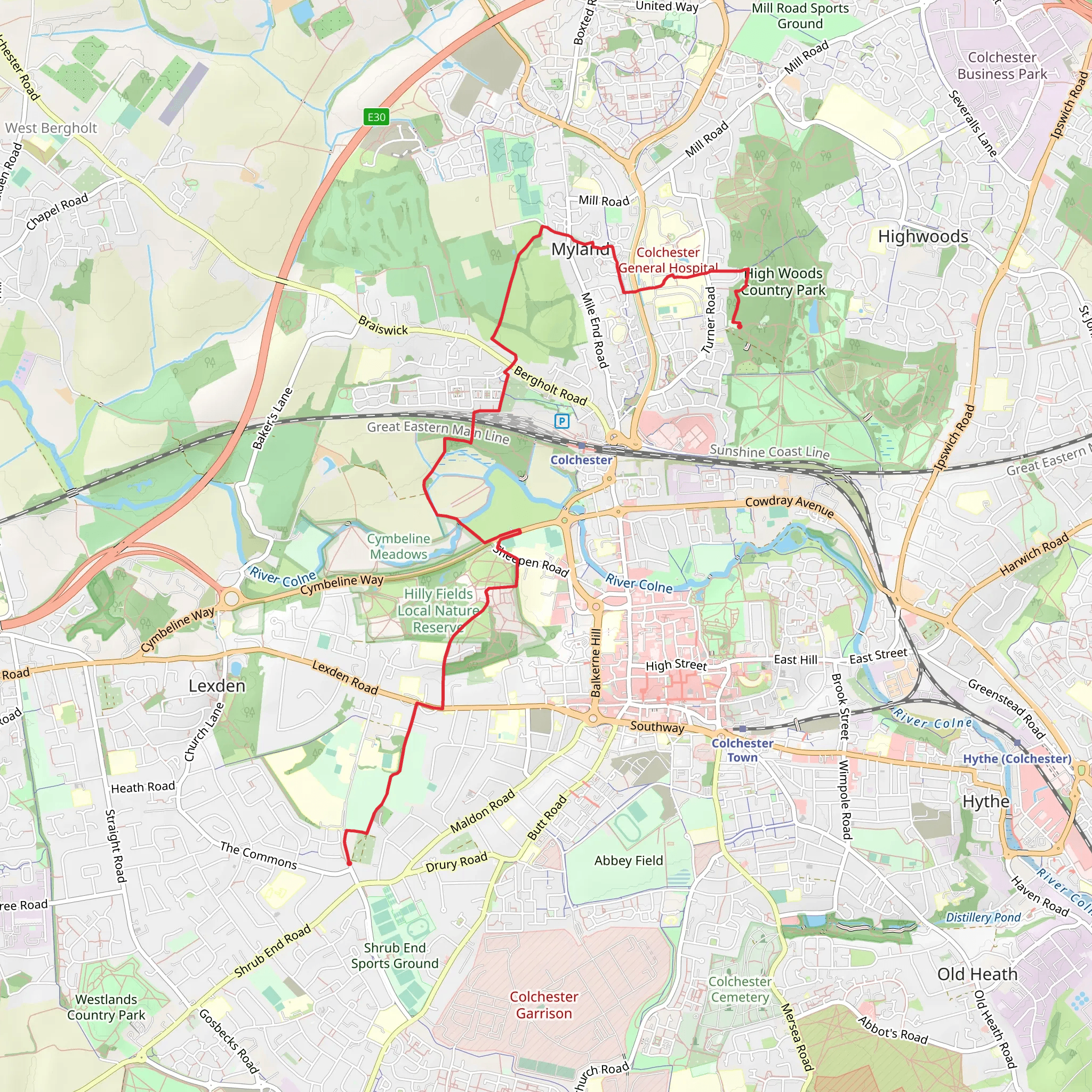 Colchester Orbital West A in Colchester mobile static map