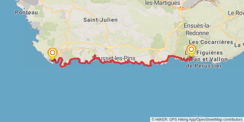 Grand Sentier de la Côte Bleue stage 3 Map