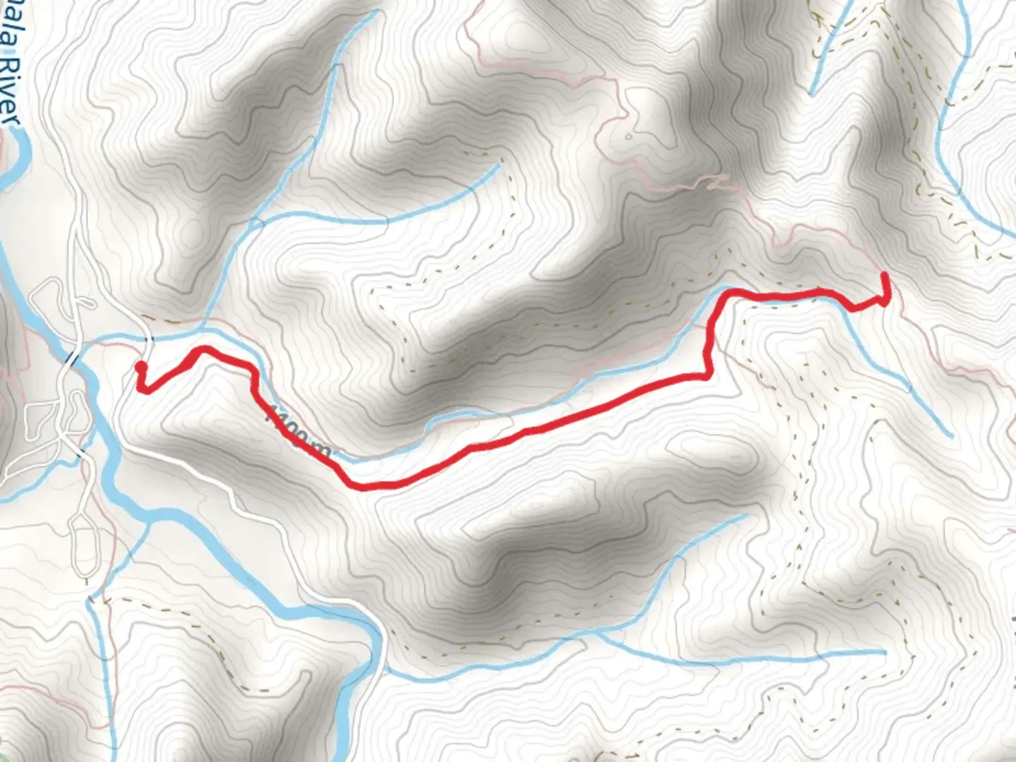 An image depicting the trail Glassmine Gap via Long Branch Trail and its surrounding area.