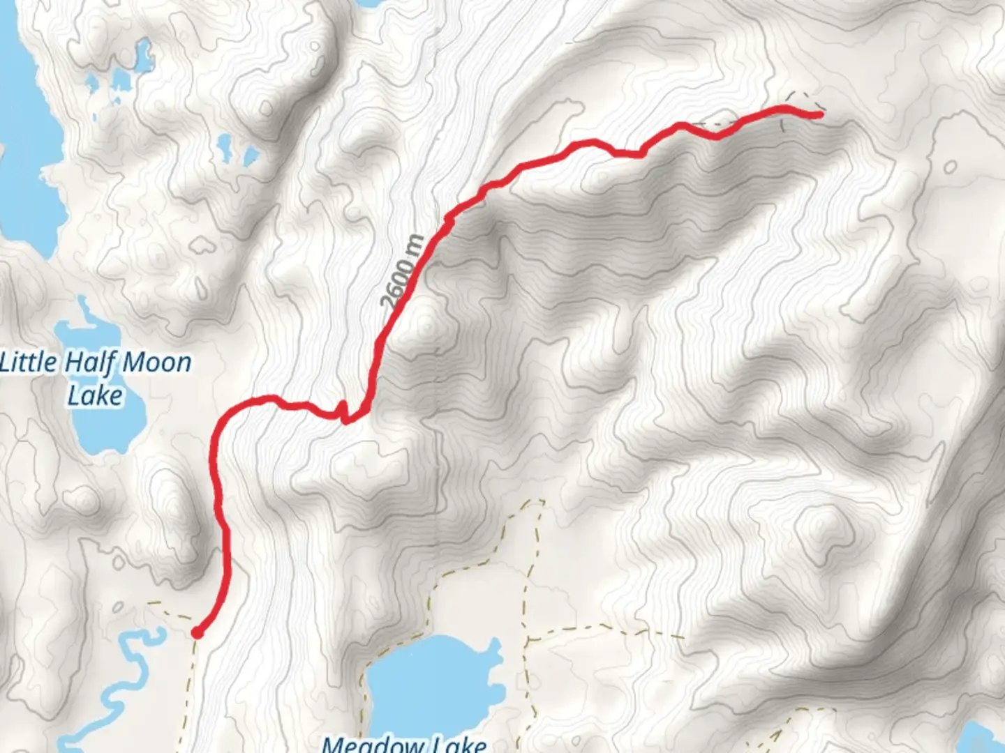 An image depicting the trail Little Half Moon Trail and its surrounding area.