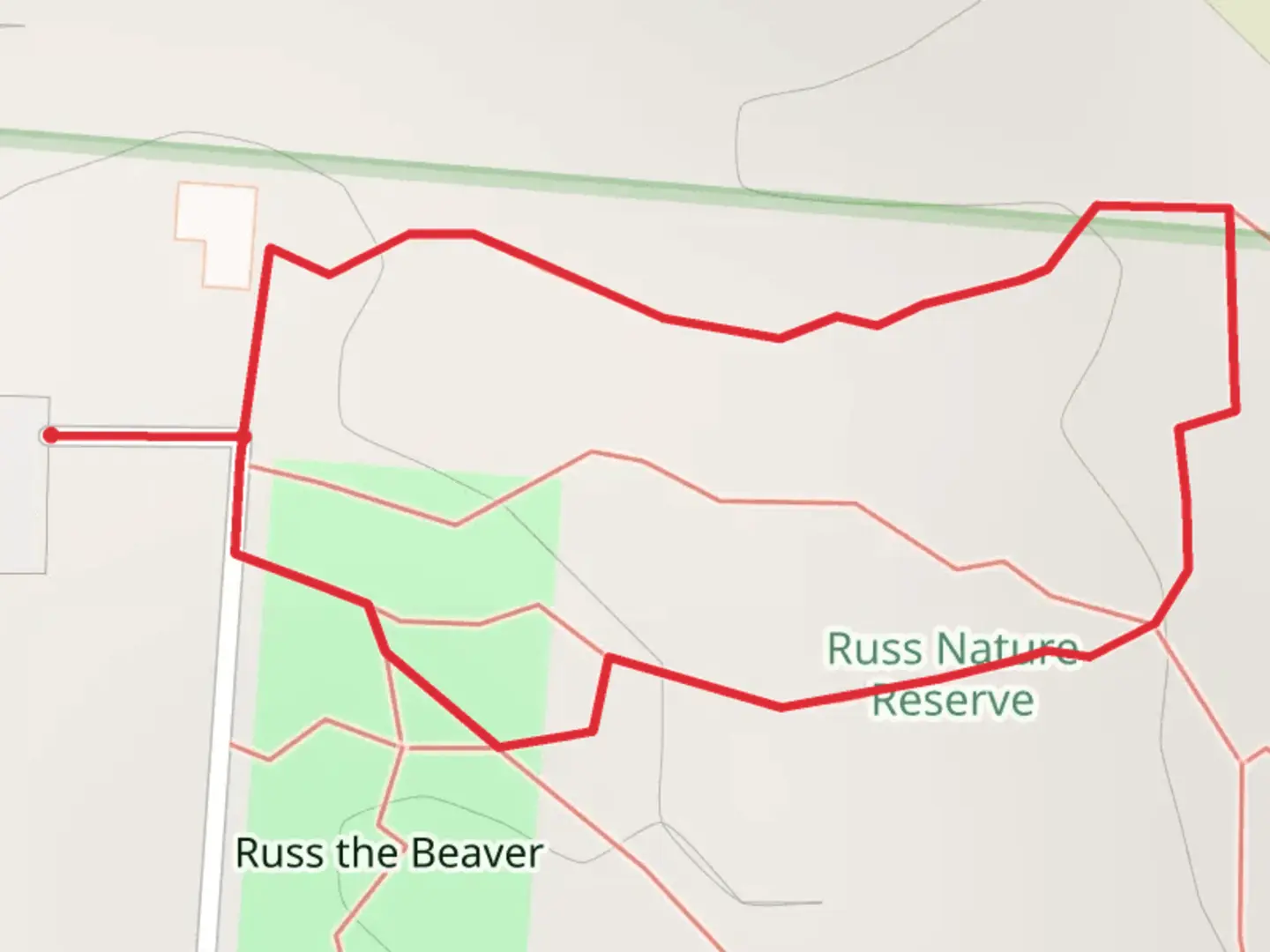 An image depicting the trail Russ the Beaver Short North Loop and its surrounding area.