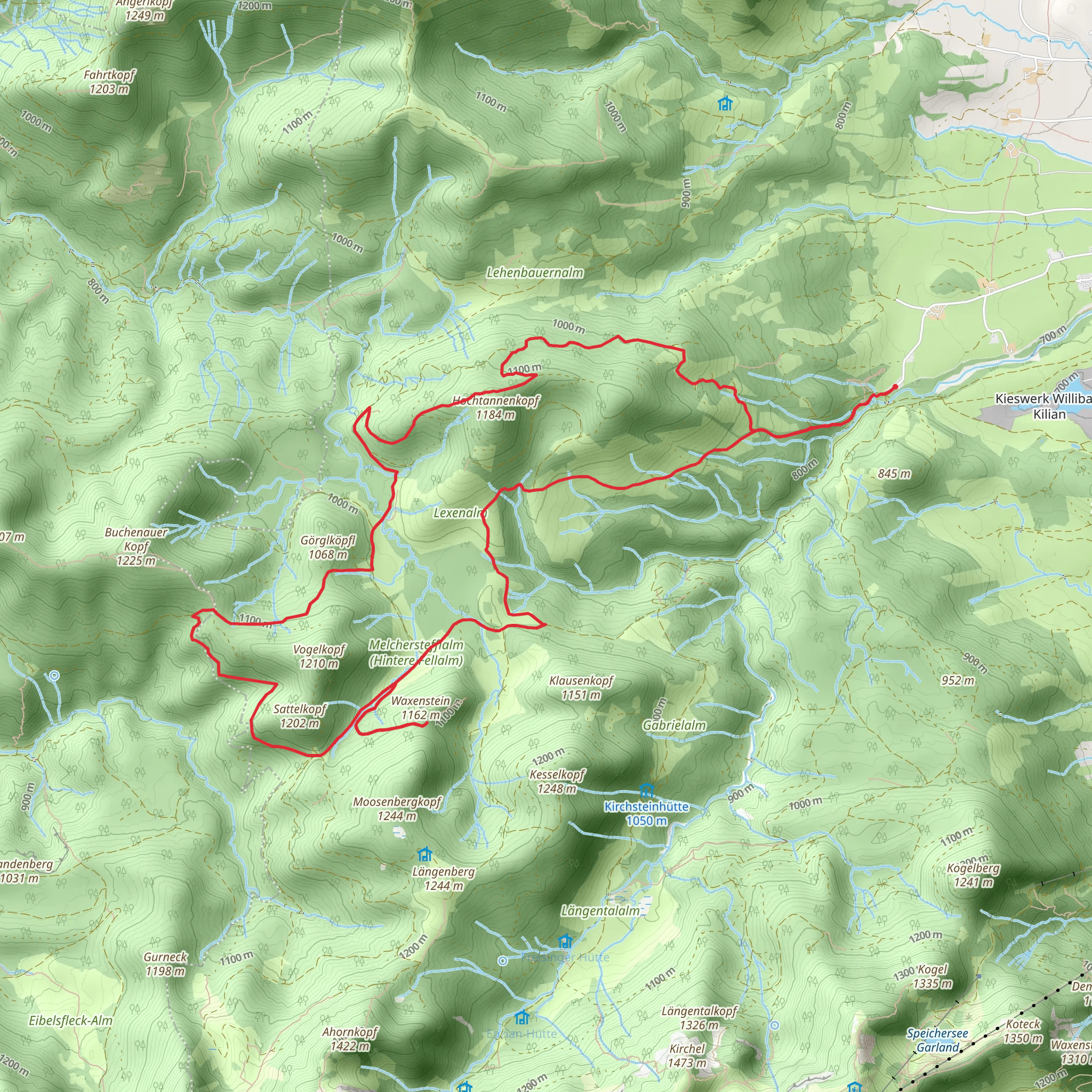 Waxenstein and Hochtannenkopf Loop mobile static map