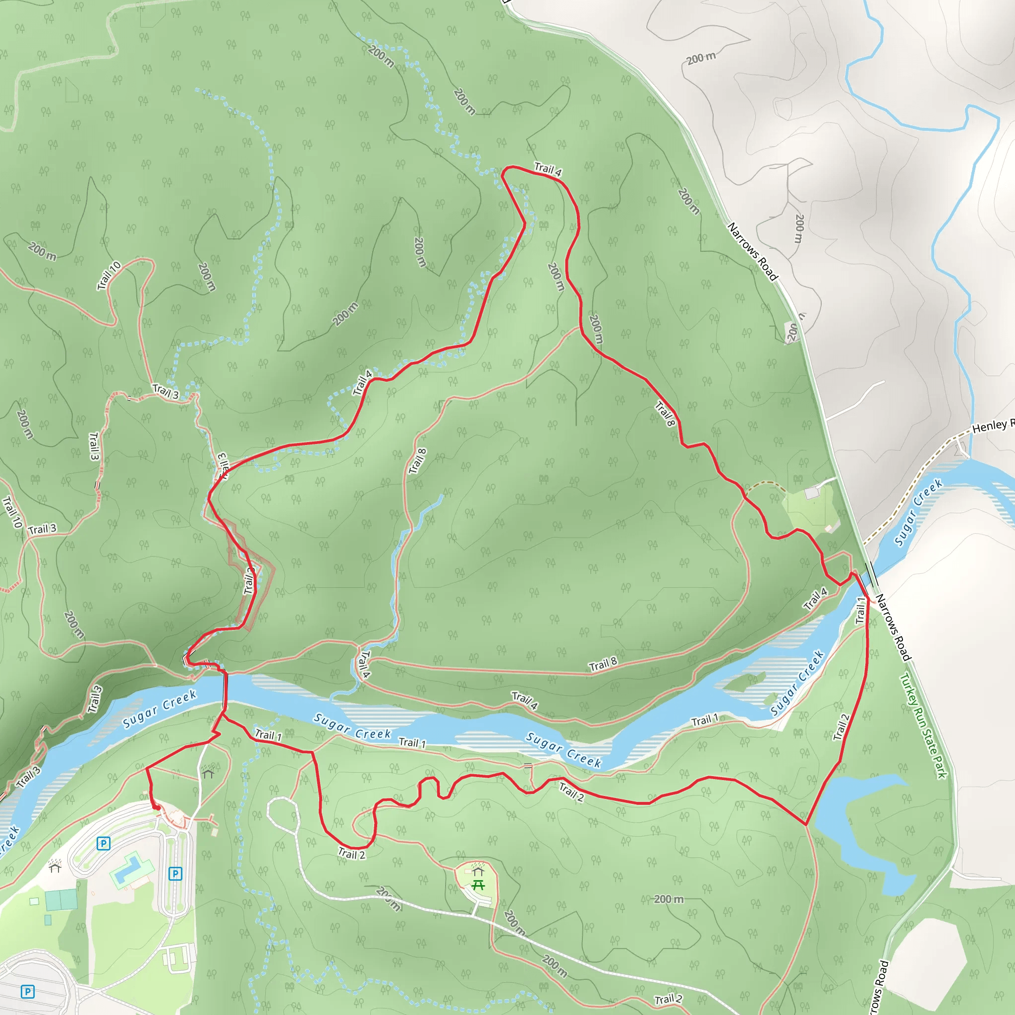 Rocky Hollow and Sugar Creek Loop mobile static map