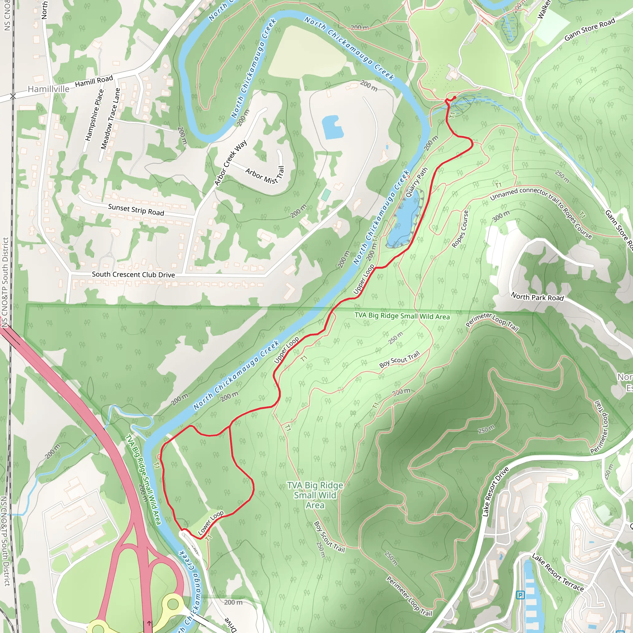Loop along North Chickamauga Creek - Greenway Farms mobile static map