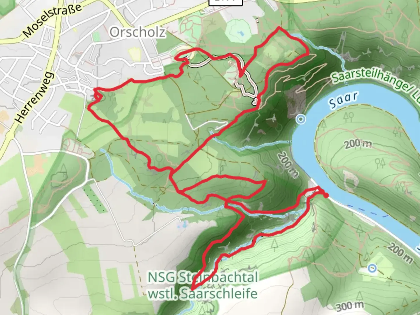An image depicting the trail Teufelsstein, Orkelsfels and Cloef Atrium Loop and its surrounding area.