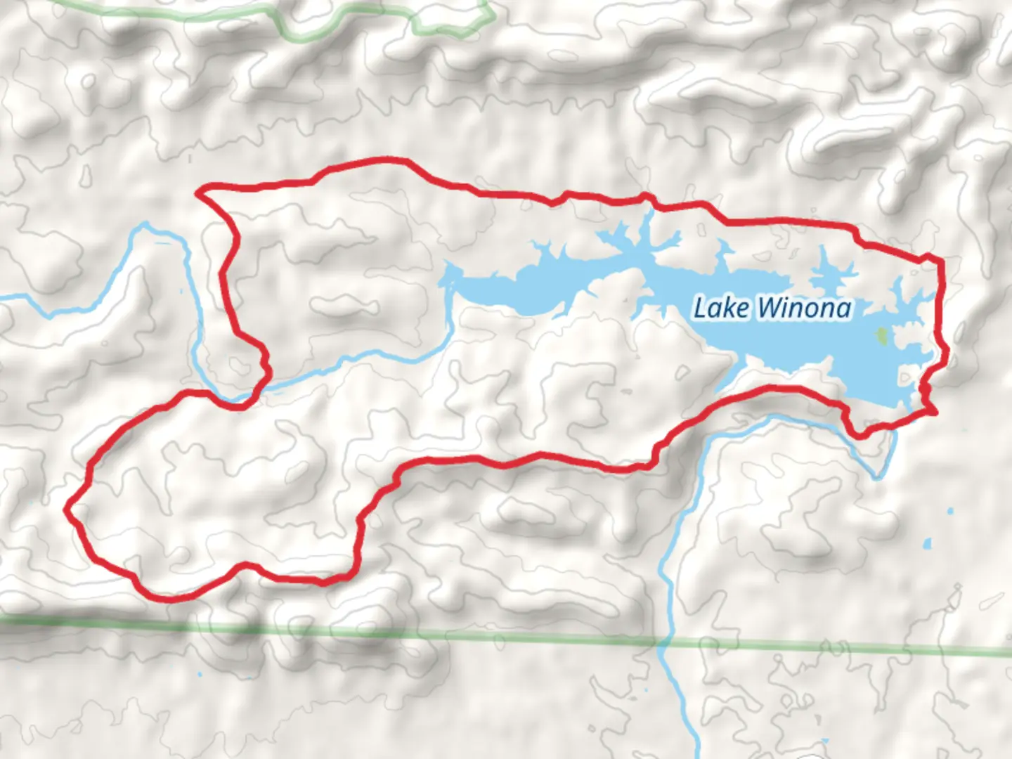 An image depicting the trail Lake Winona Loop and its surrounding area.