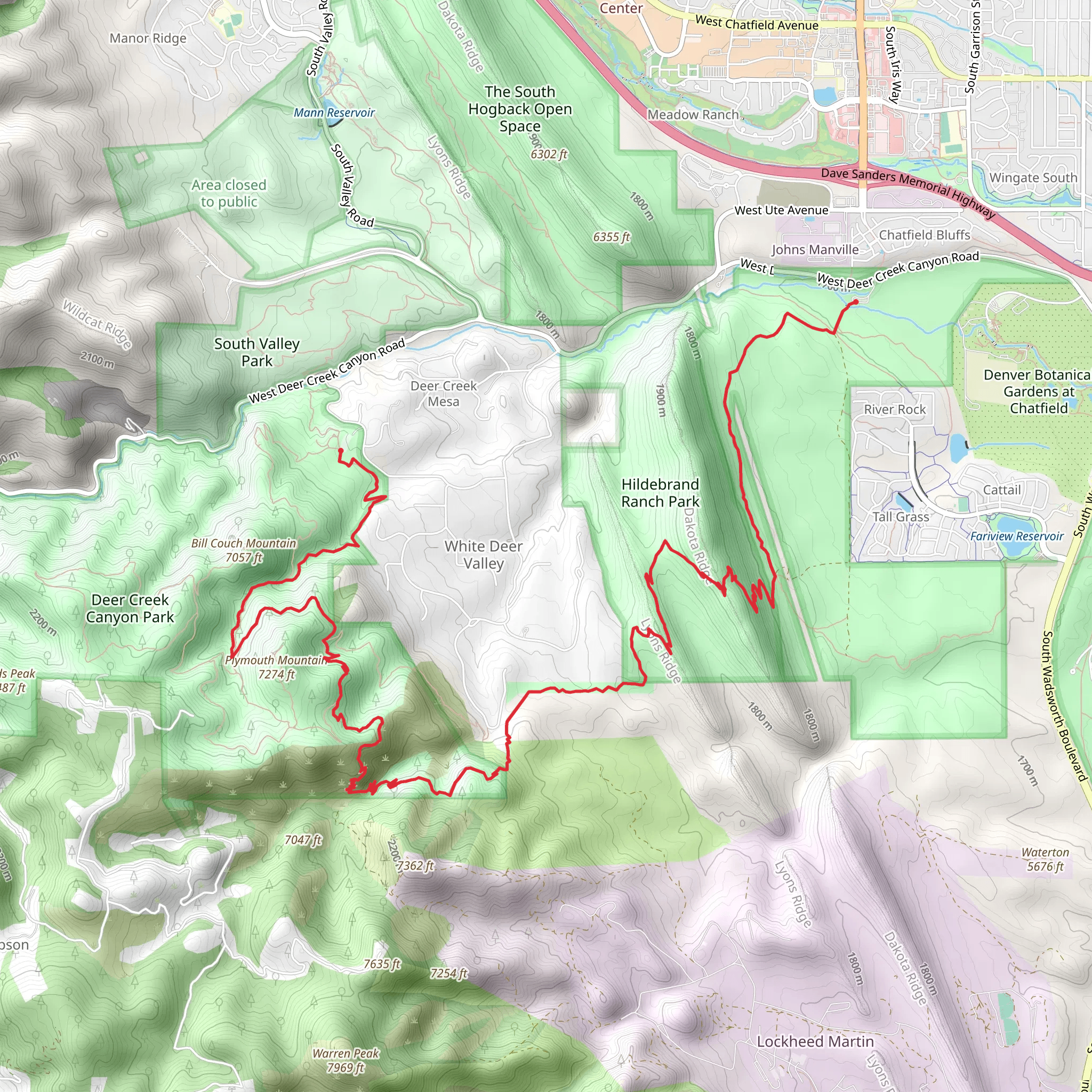 Plymouth Mountain Trail and Black Bear Trail mobile static map