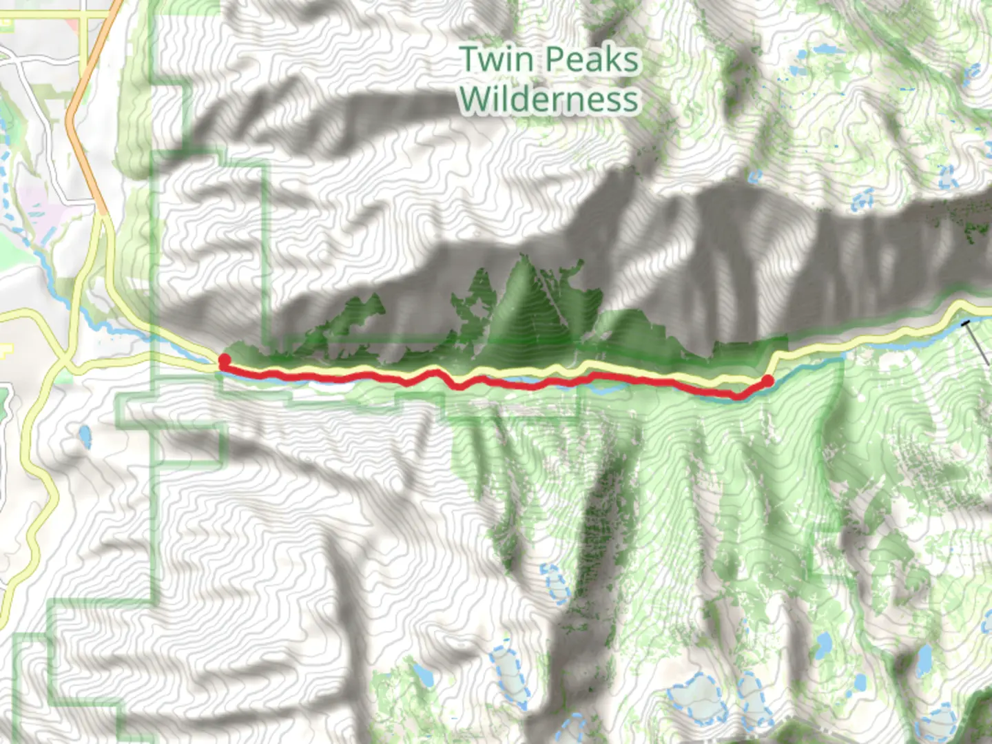 An image depicting the trail Little Cottonwood Creek Trail and its surrounding area.