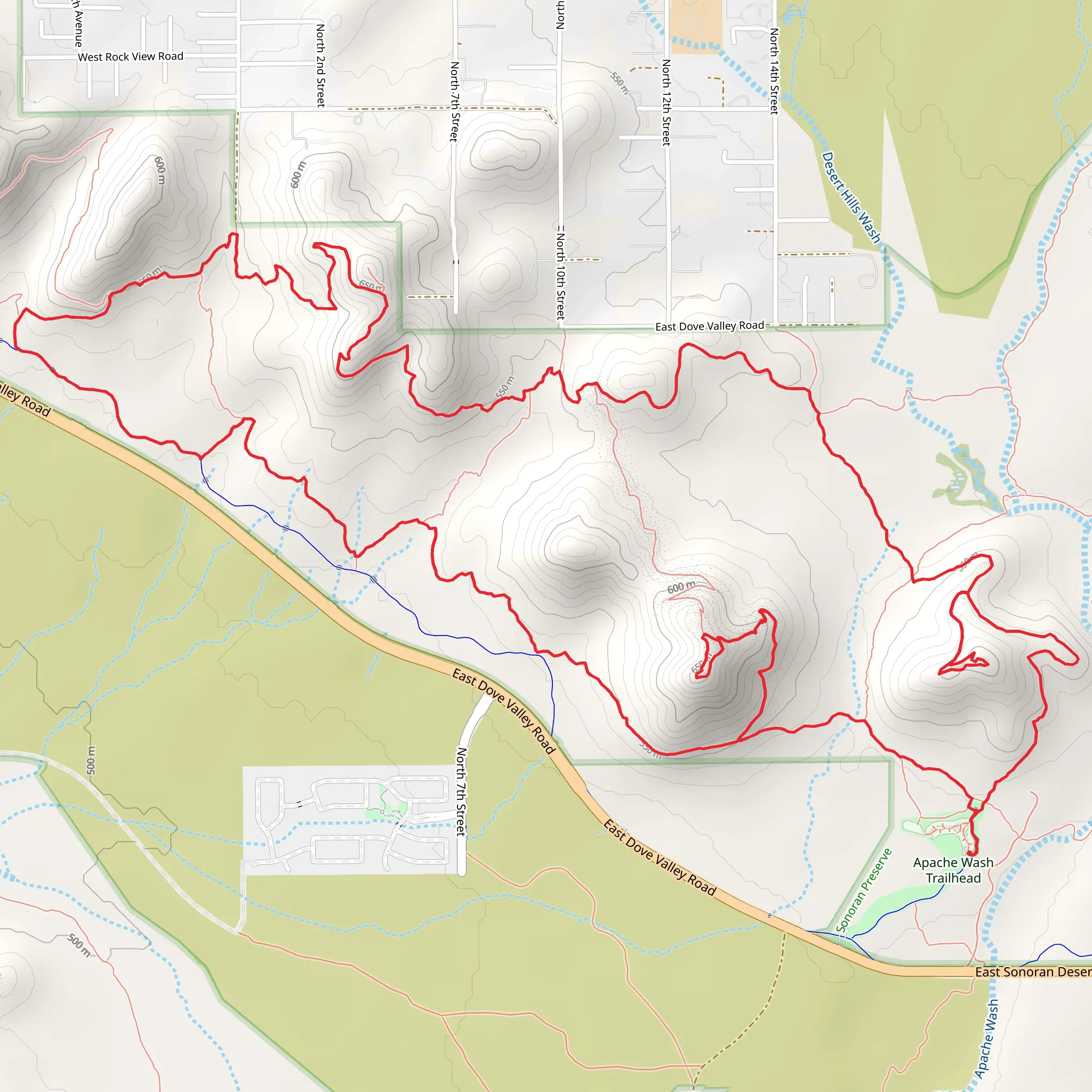 Sidewinder, Apache Vista, Ocotillo and Ridgeback Overlook Loop Trail mobile static map
