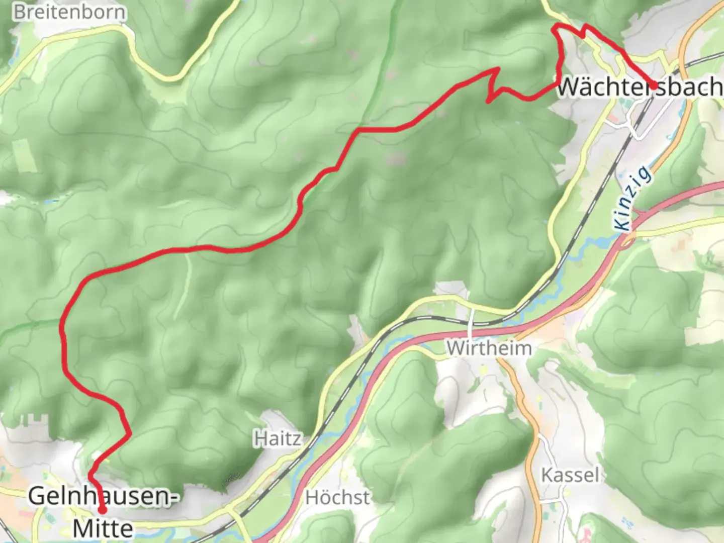 An image depicting the trail Gelnhausen to Wachtersbach Walk and its surrounding area.