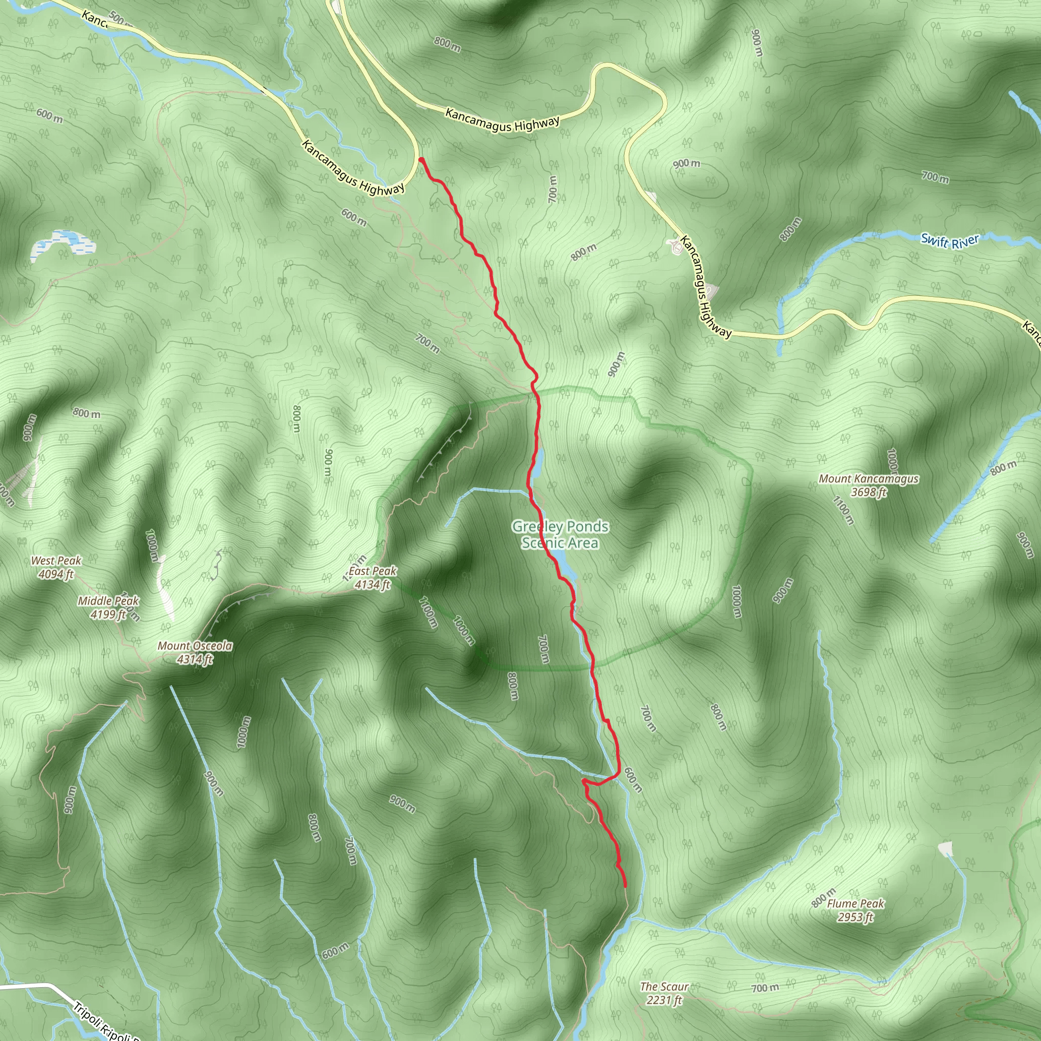 Greeley Ponds Trail mobile static map