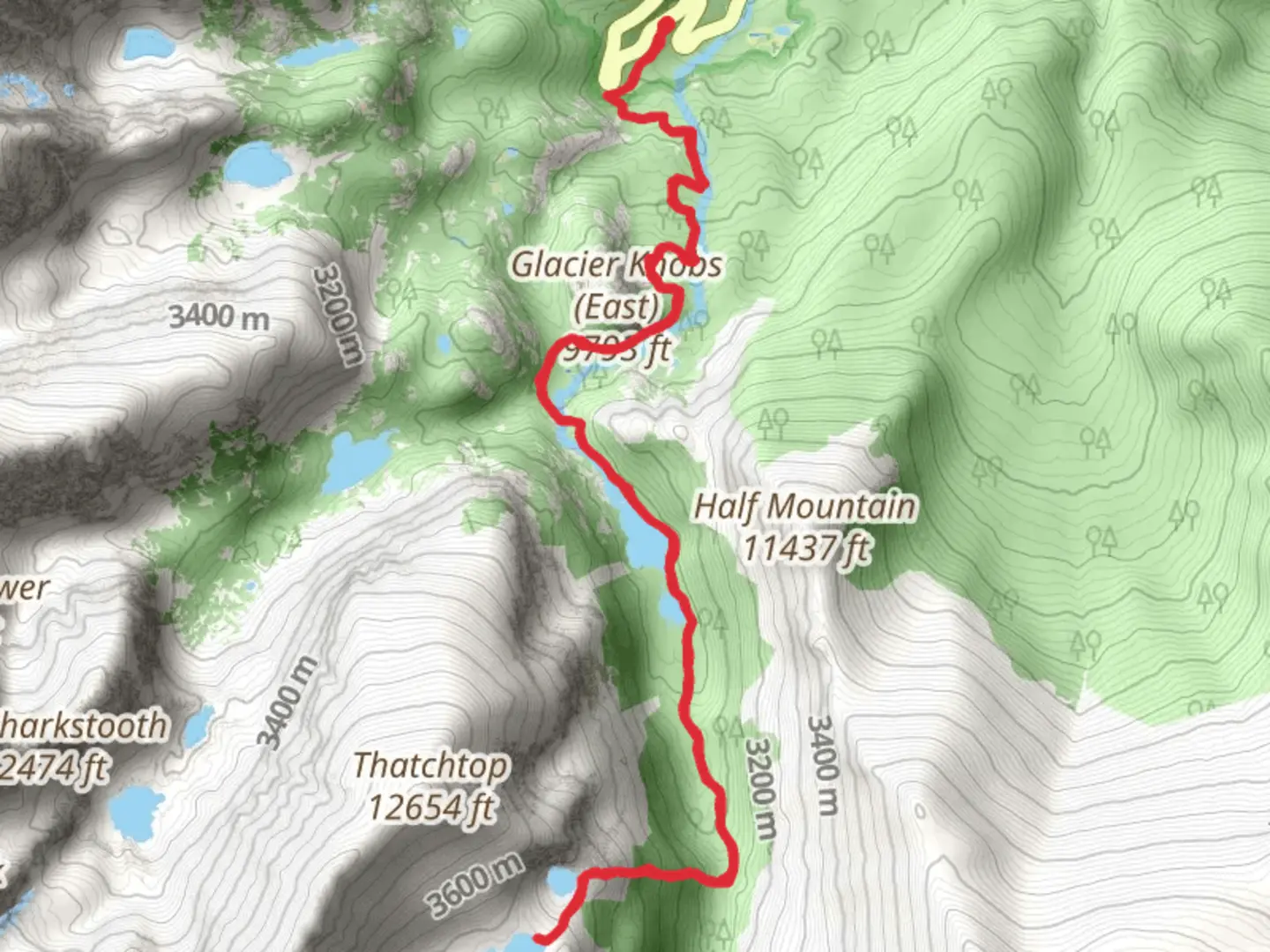 An image depicting the trail Mills Lake and Solitude Lake via Glacier Gorge Trail and its surrounding area.