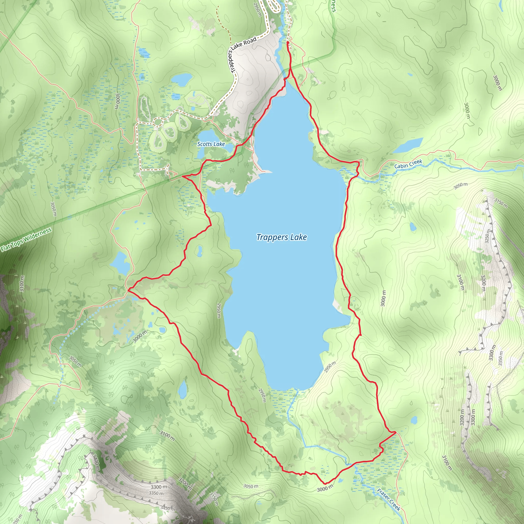 Trappers Lake Loop via Carhart Trail mobile static map