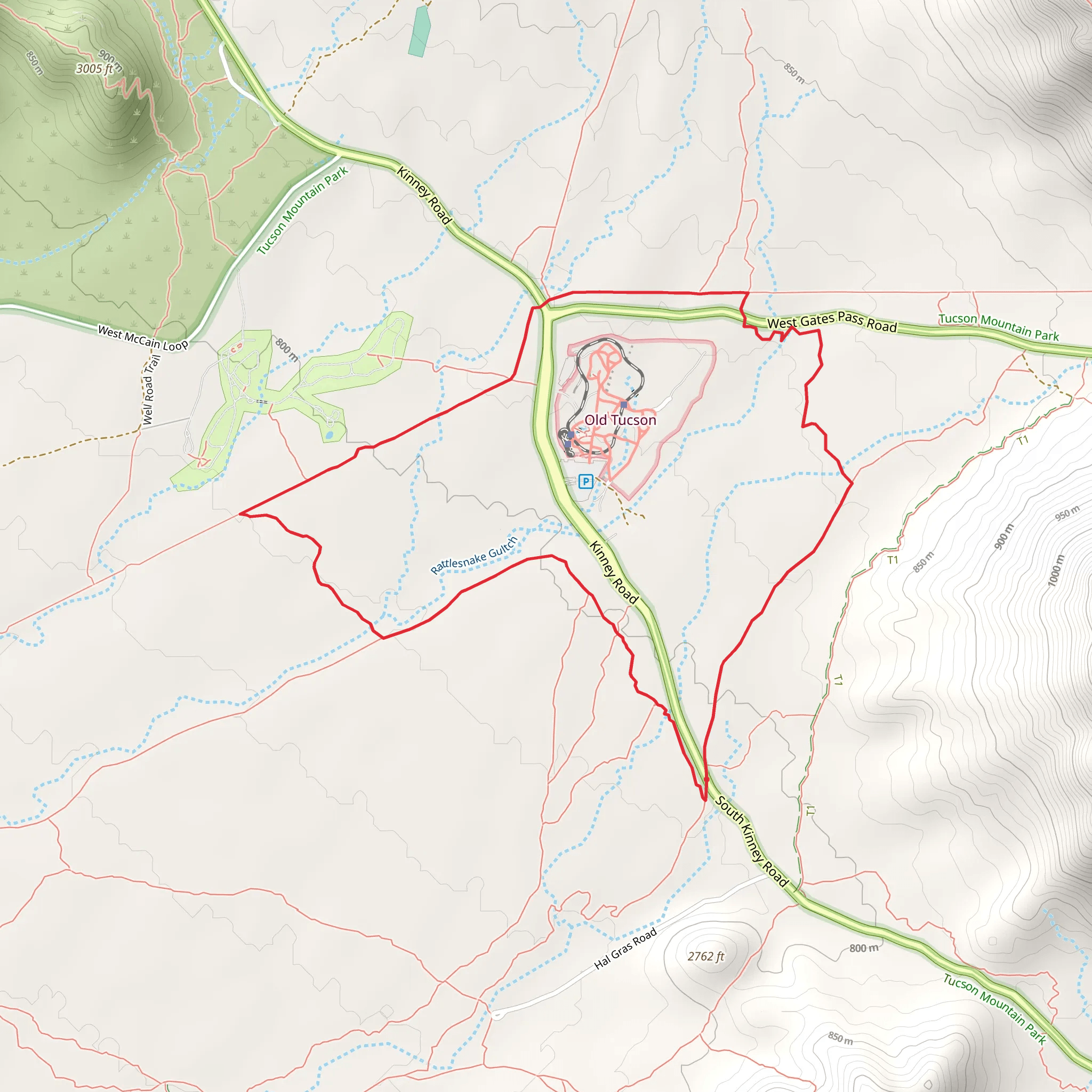 Kerr Jar, Gates Pass and Ironwood Loop Trail mobile static map