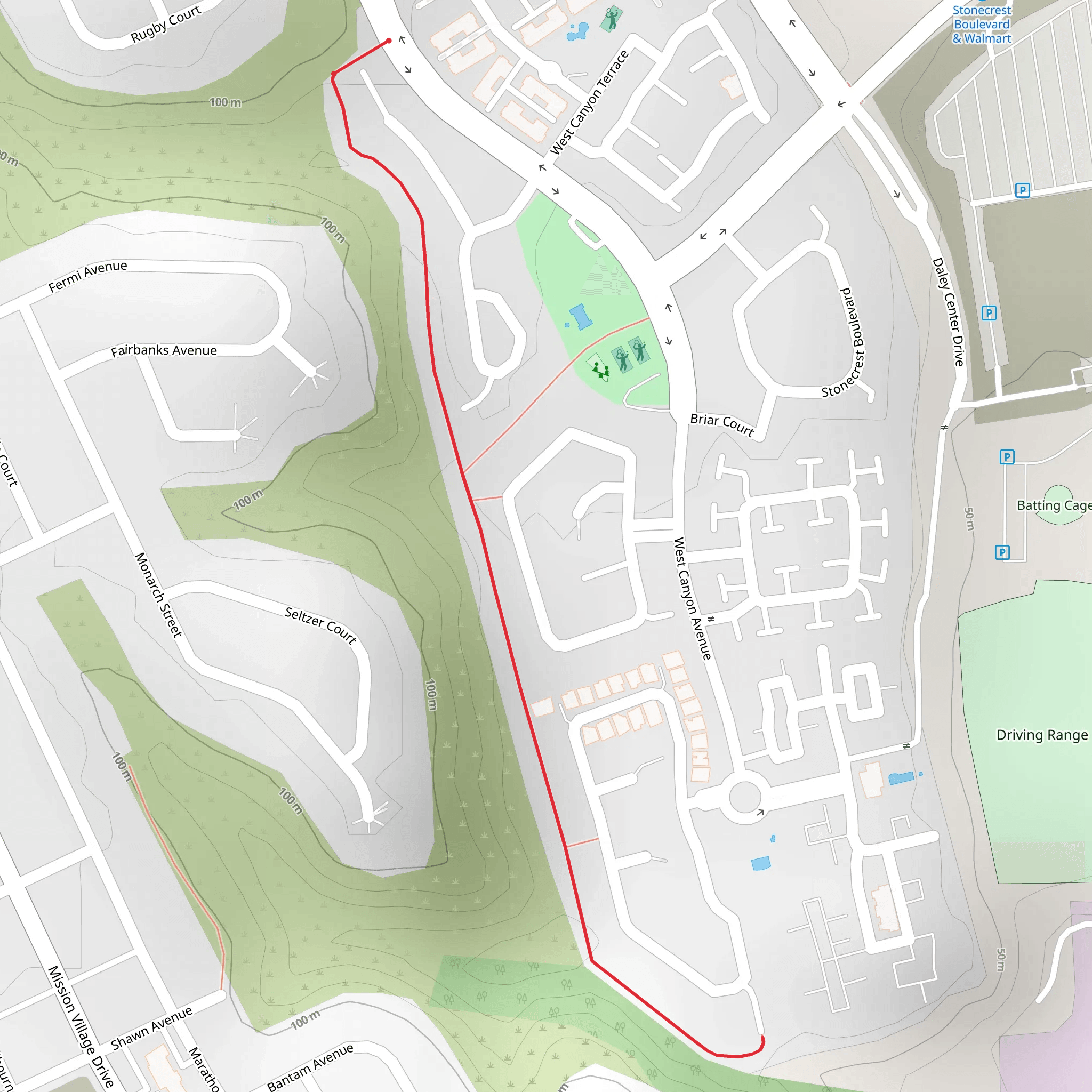 Walk beside West Canyon Avenue mobile static map