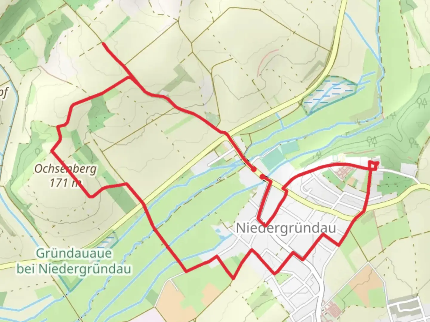 An image depicting the trail Gründau Loop and its surrounding area.