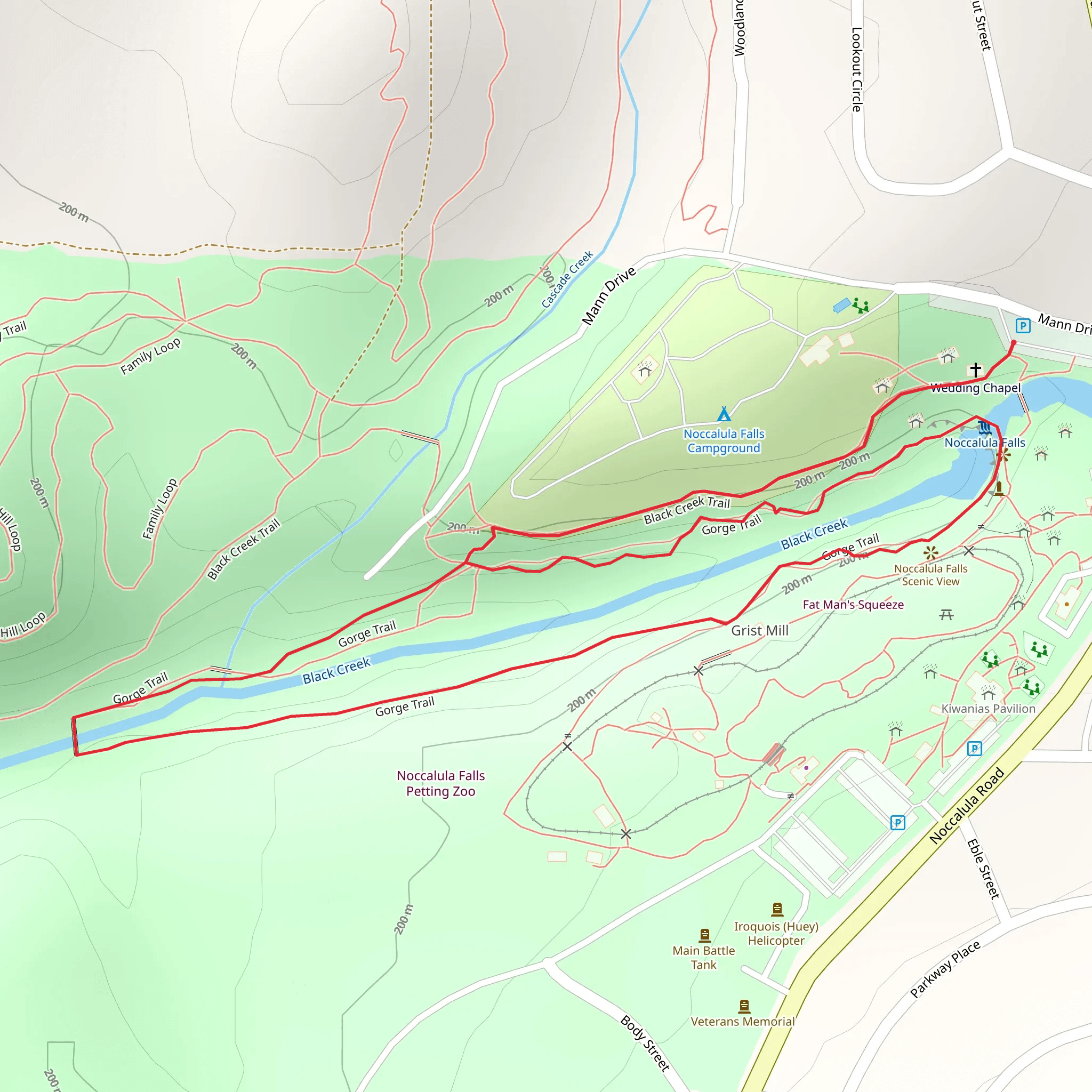 Noccalula Falls and Black Creek via Gorge Trail Loop mobile static map