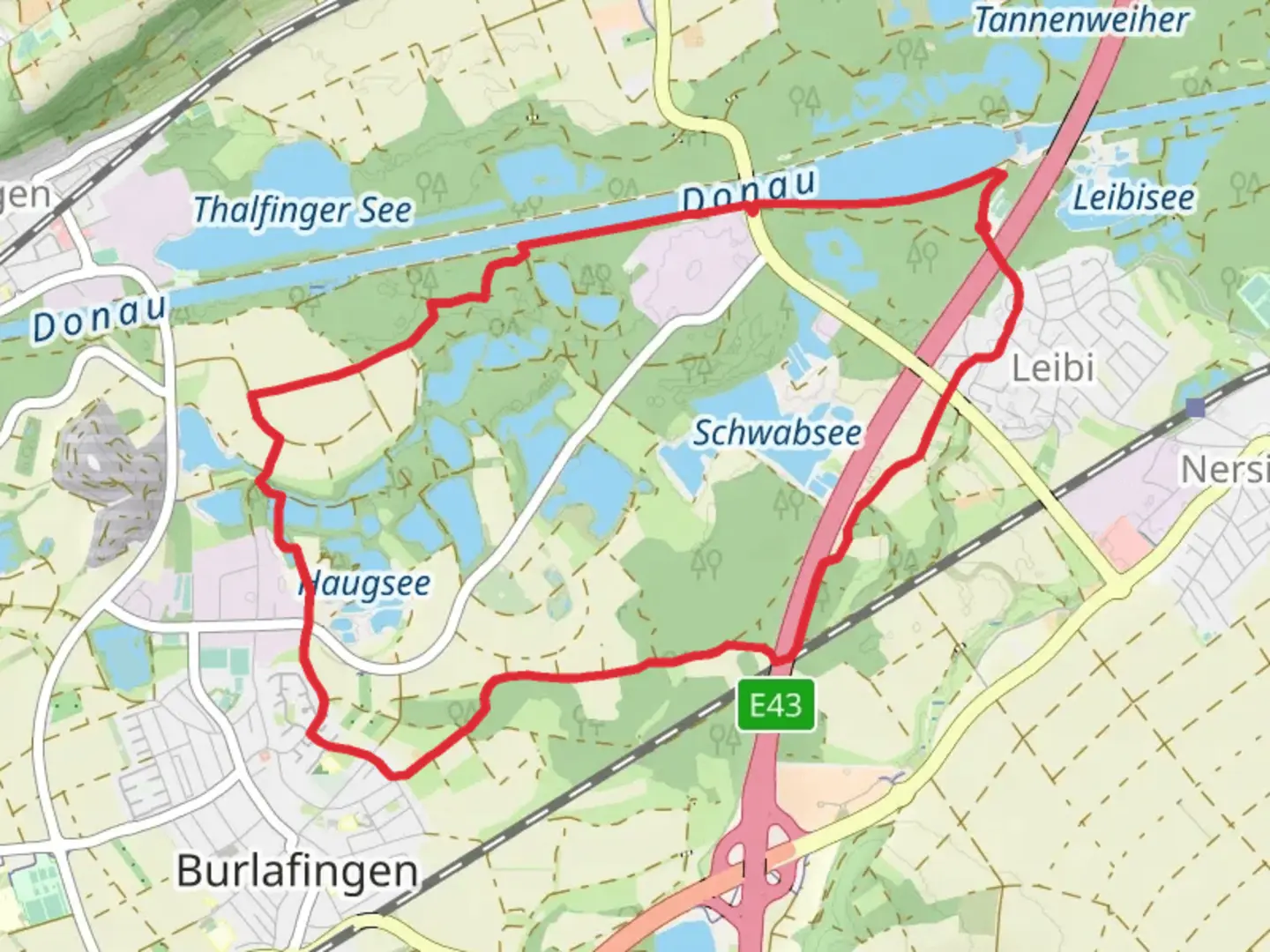 An image depicting the trail Hundsholz, Gewende and Im Schwanenhals Loop and its surrounding area.