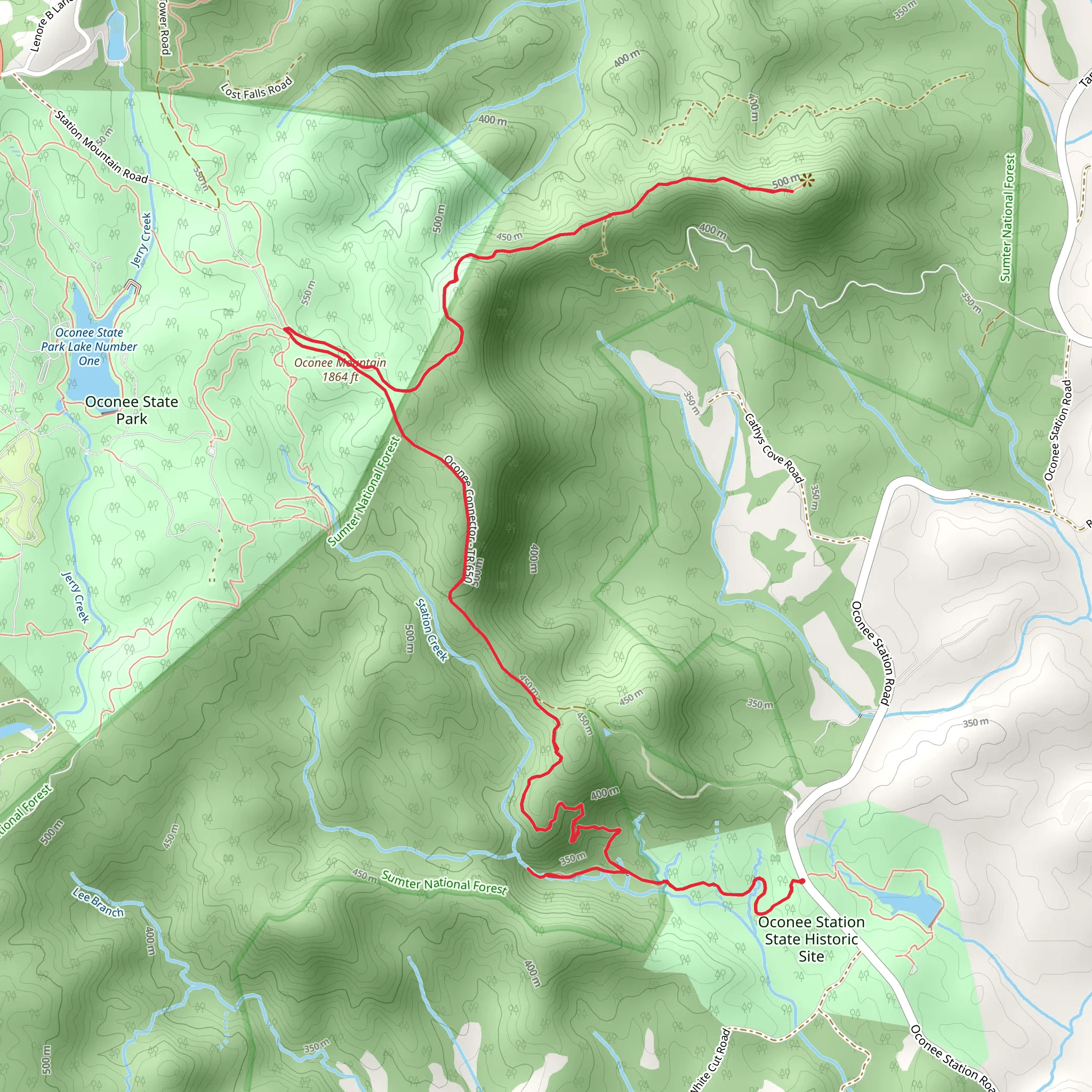 Station Cove Falls and Tamassee Knob Trail mobile static map