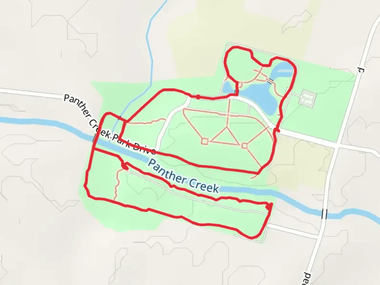 An image depicting the trail Panther Creek Park Loop and its surrounding area.