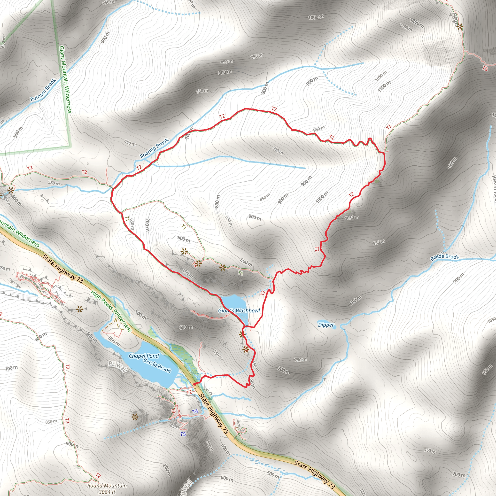 Giant Washbowl and Nubble Loop Trail mobile static map