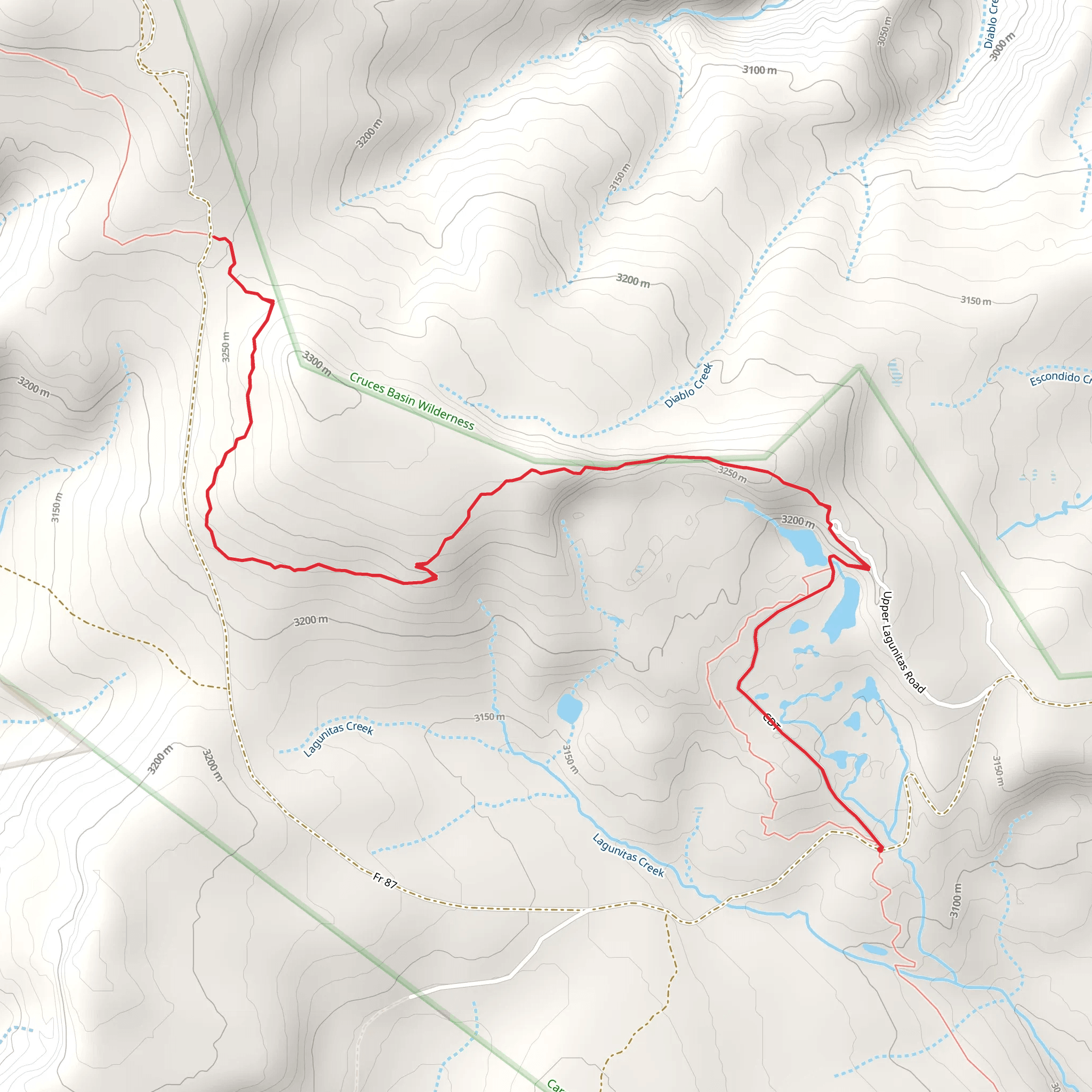 Continental Divide Trail from Forest Road 87 mobile static map