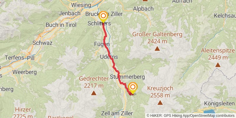 Die Alpenüberquerung stage 5 Map