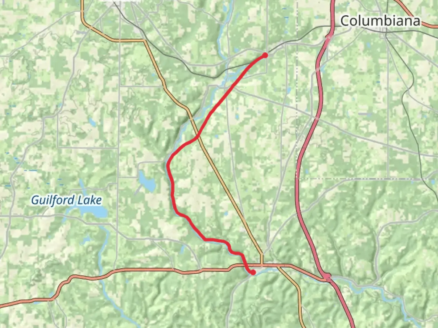 An image depicting the trail Little Beaver Creek Greenway and its surrounding area.