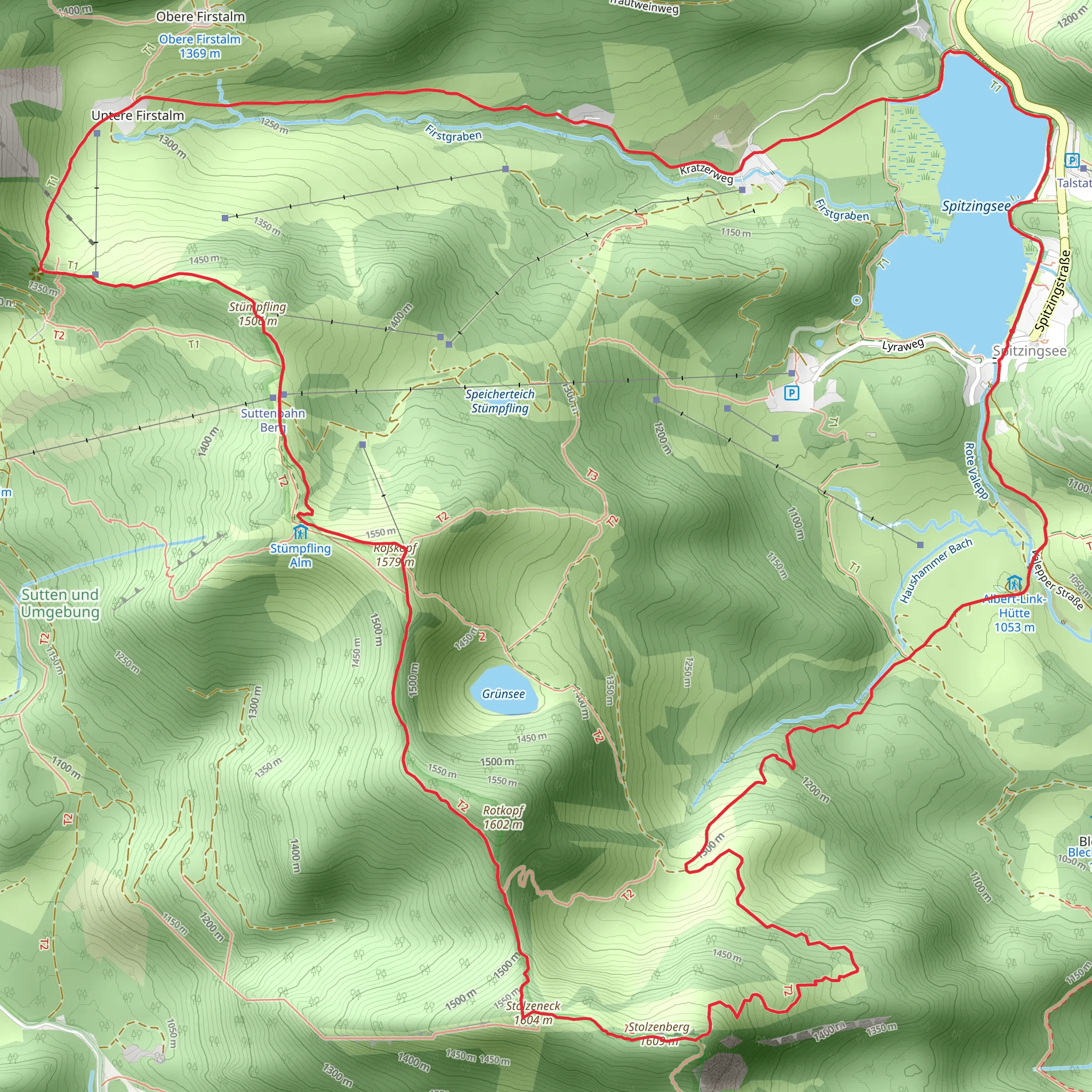 Spitzingsee, Stolzenberg, Roßkopf and Suttenstein Loop mobile static map