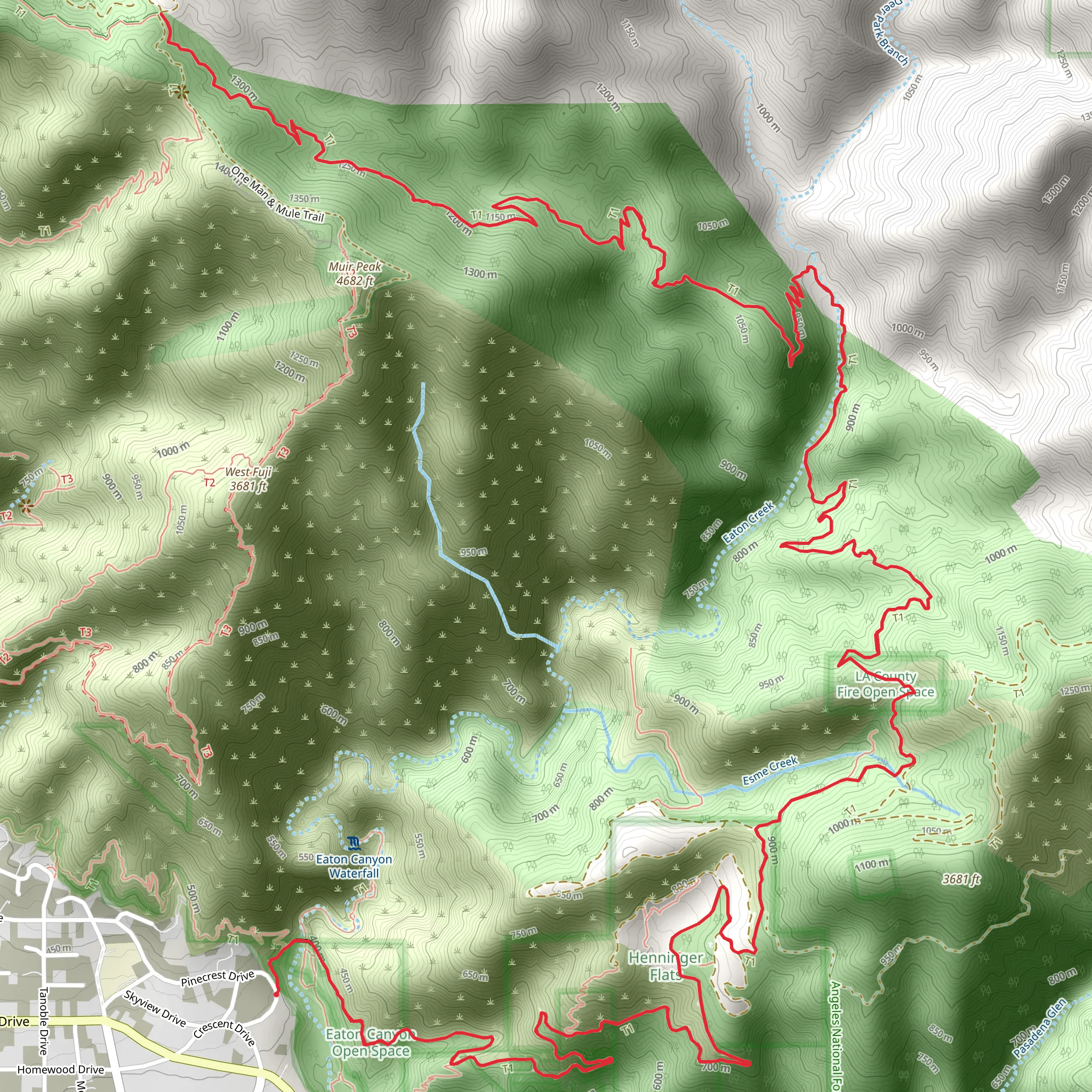 Idlehour Trail - Mount Wilson Toll Road mobile static map