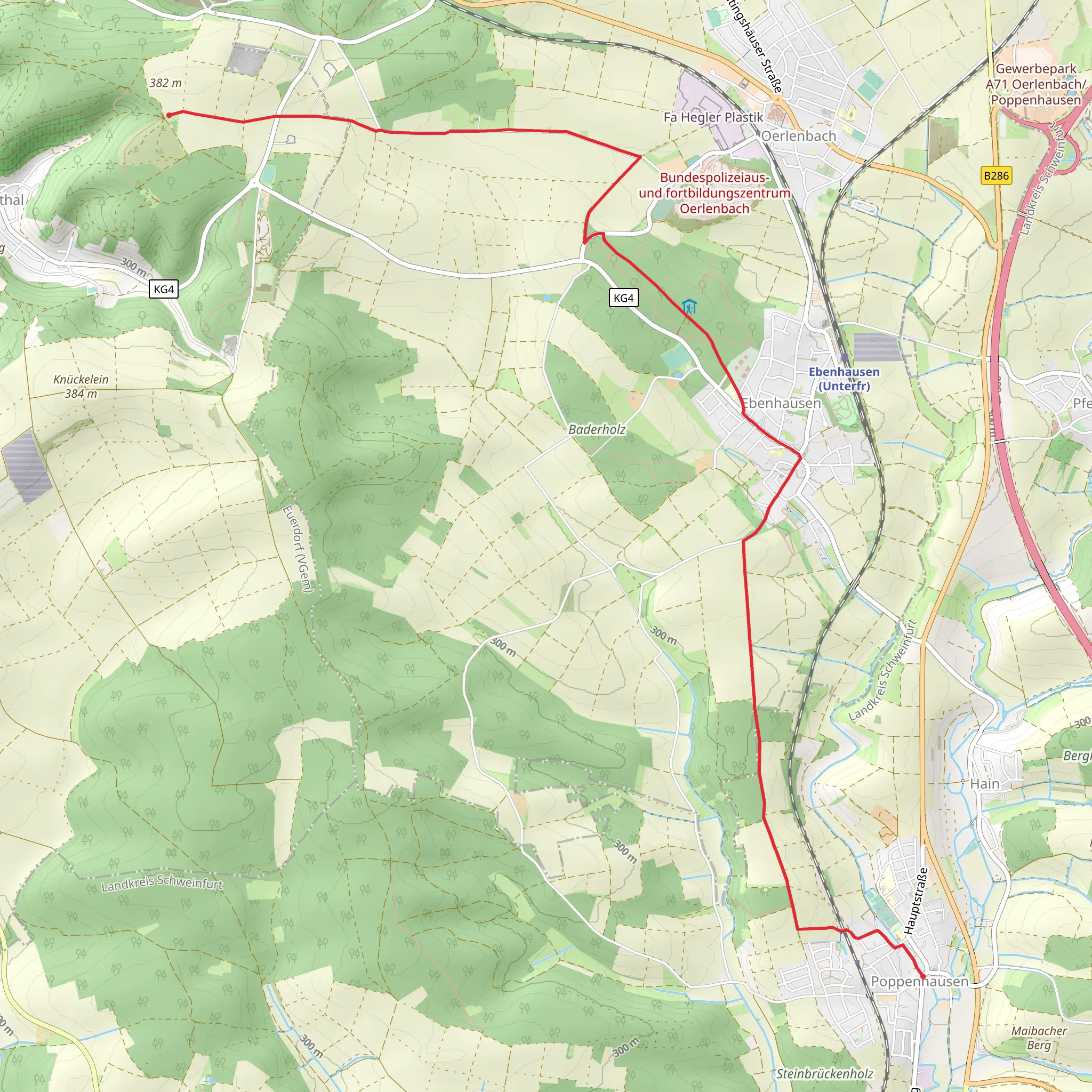 Poppenhausen to Ramsthal Walk mobile static map