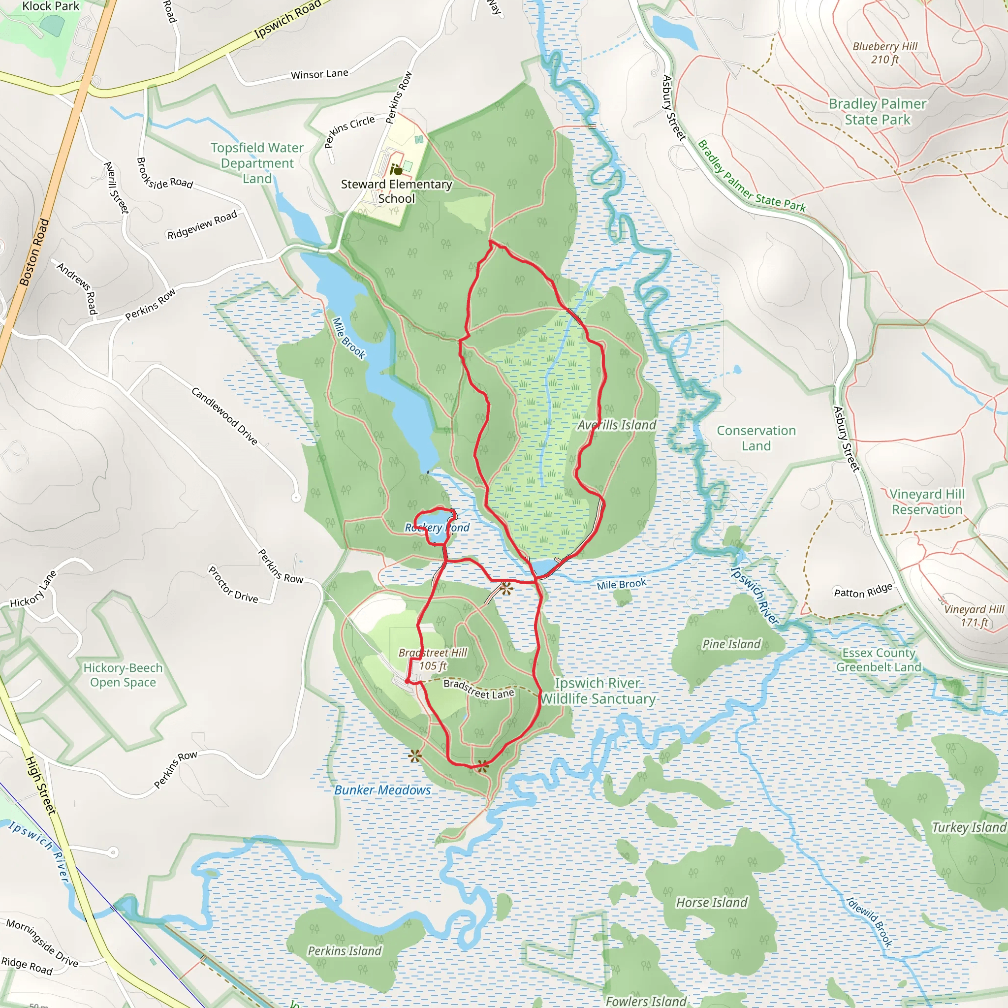 Ipswich River Wildlife Sanctuary Loop mobile static map