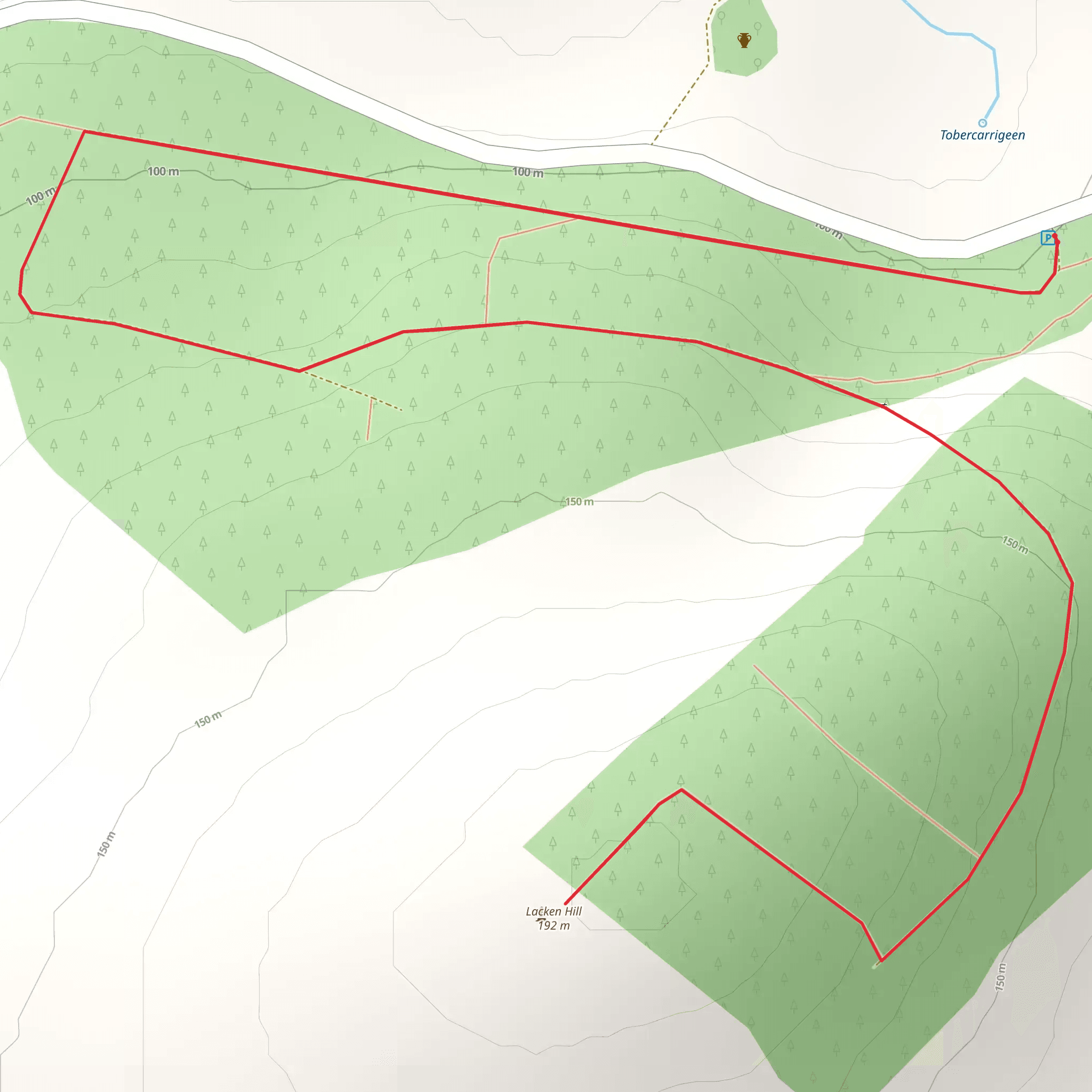 Lacken Hill and Dunbrody Forest Trail - Lacken Hilltop Trail mobile static map