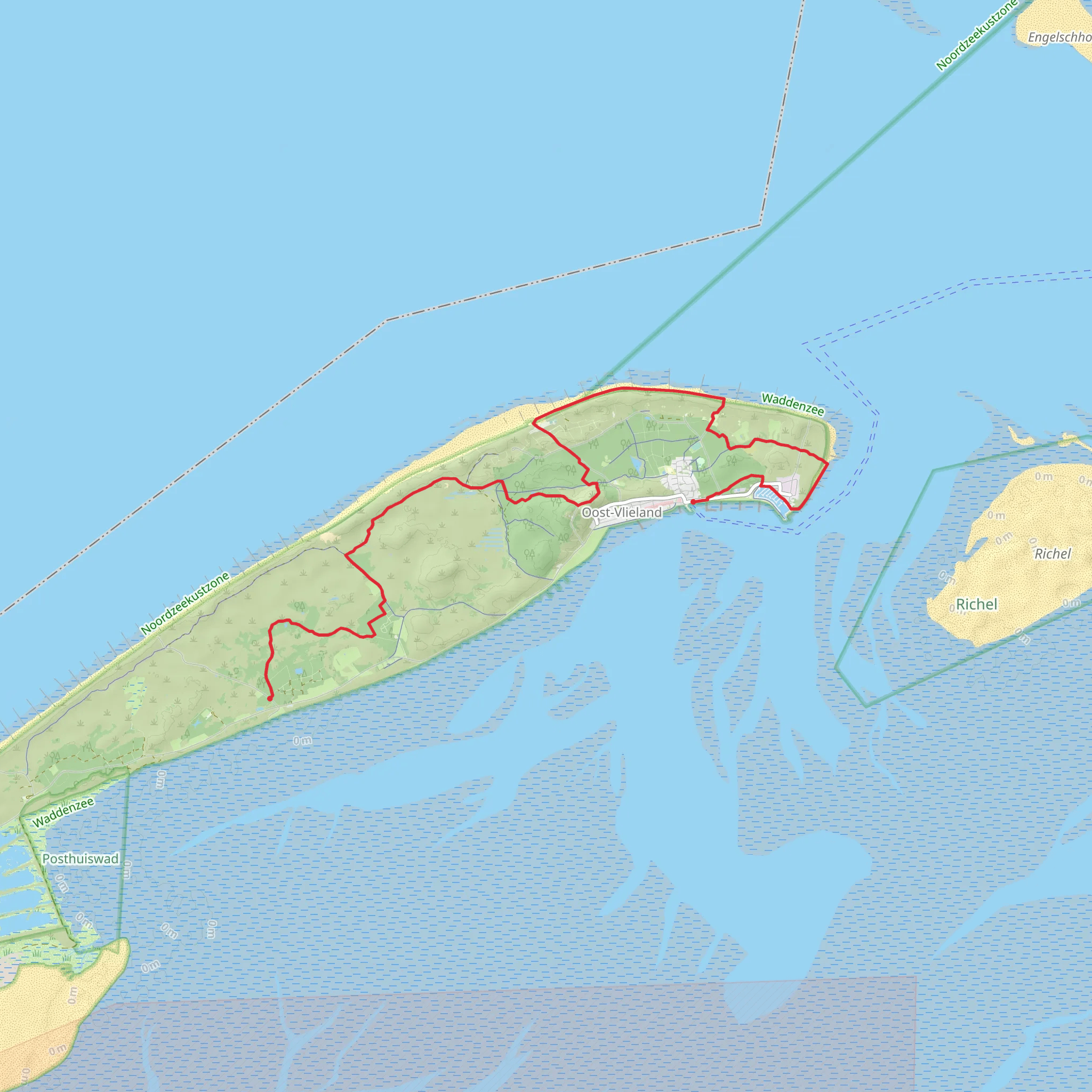 Oosterseveld to Trafostation via Waddenwandelen - Vlieland mobile static map