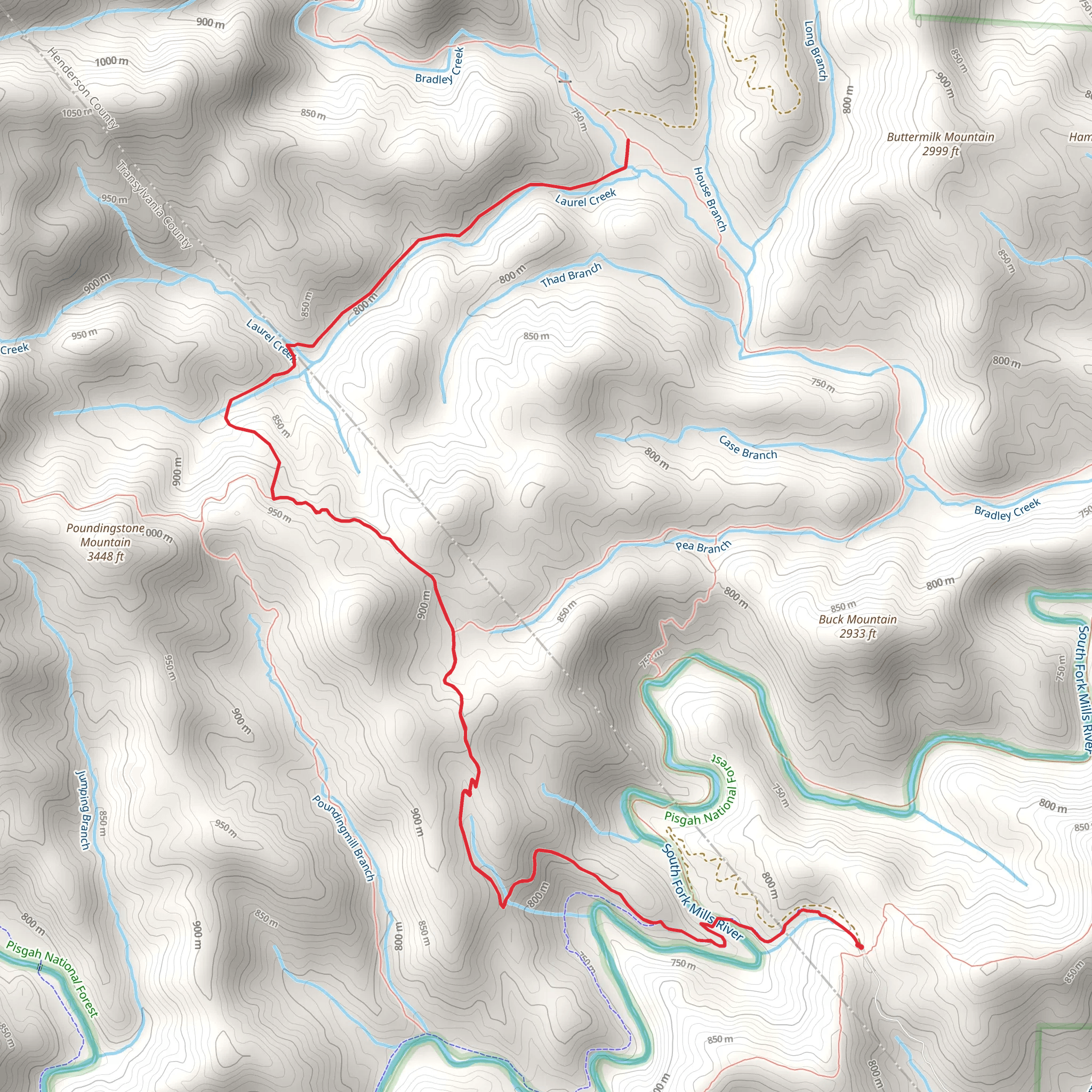 Laurel Creek via Mullinax Trail mobile static map