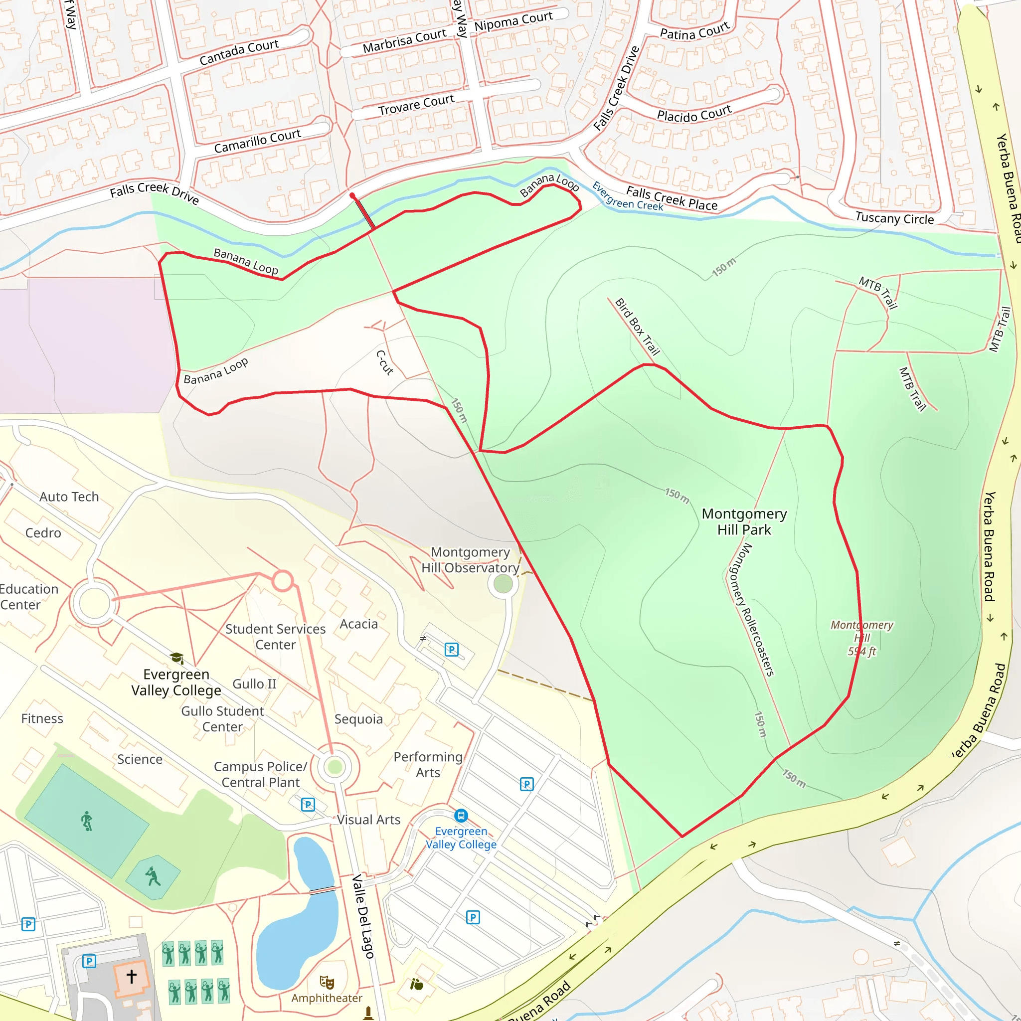 Montgomery Hill and Banana Loop mobile static map
