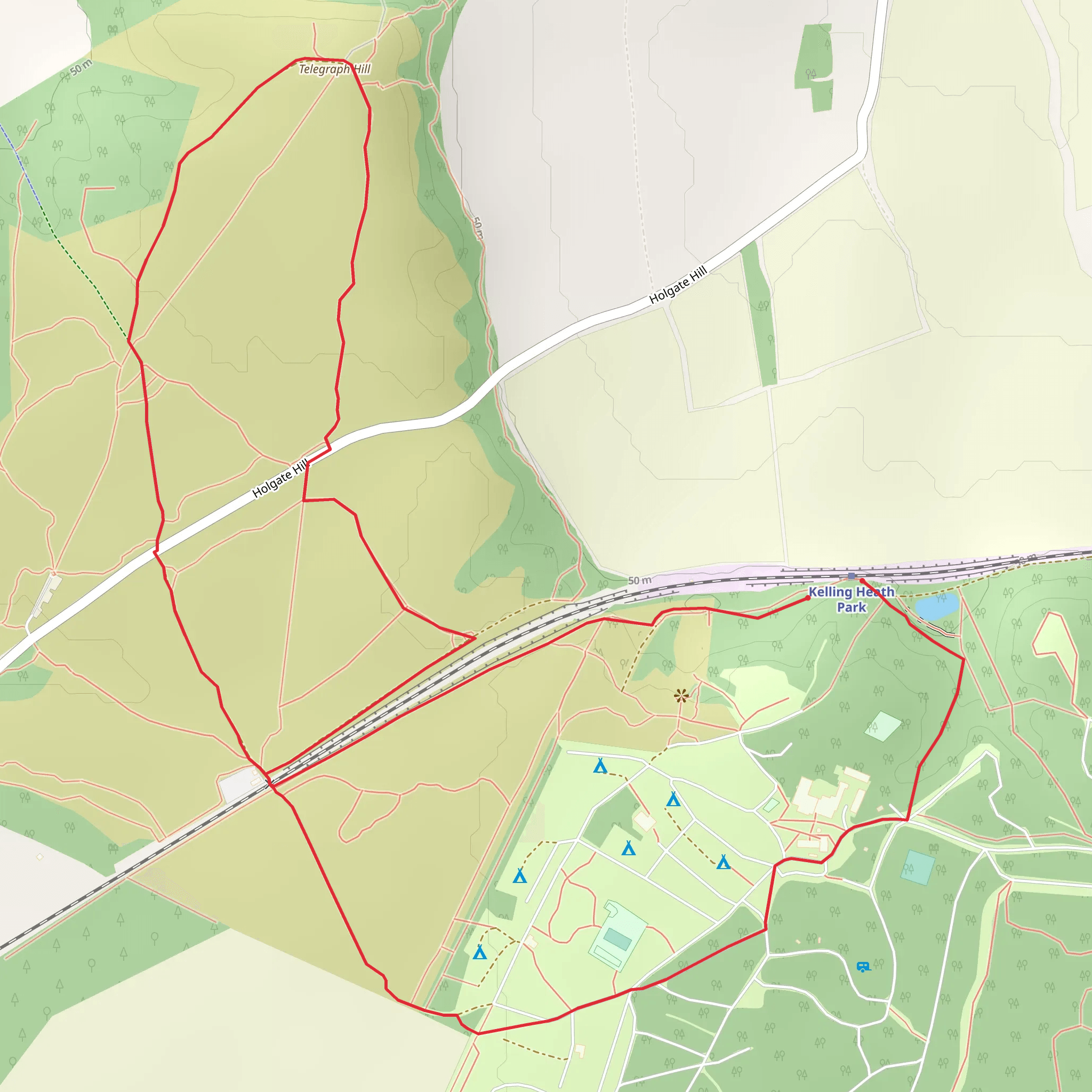 Kelling Heath Loop mobile static map