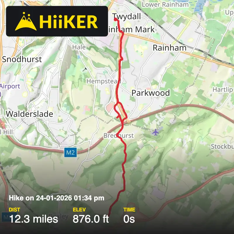 A map preview of the recording Hike on 24-01-2026 01:34 pm.