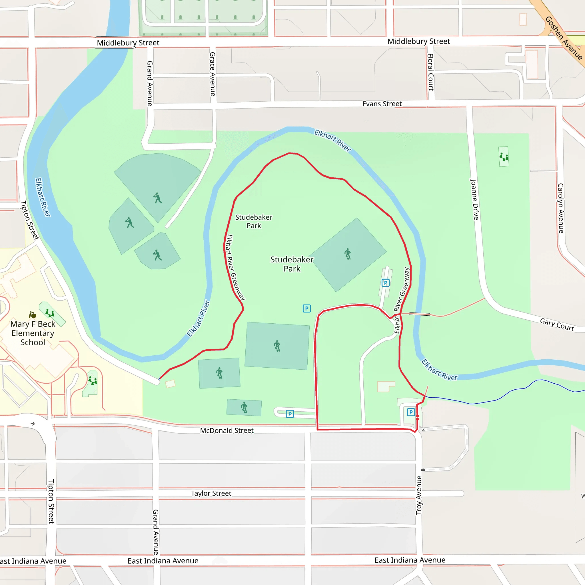 Studebaker Park Loop mobile static map