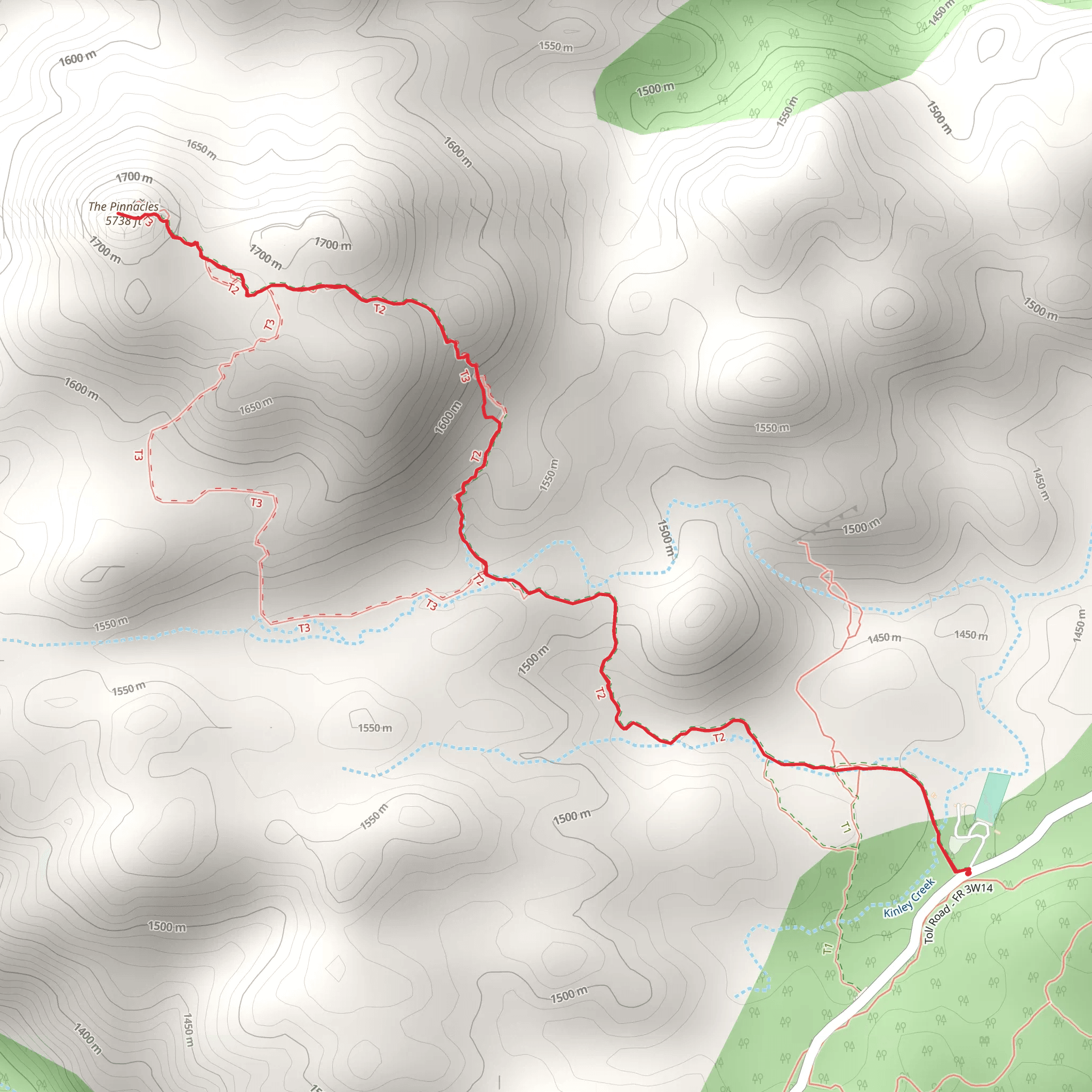 Pinnacles Trail mobile static map