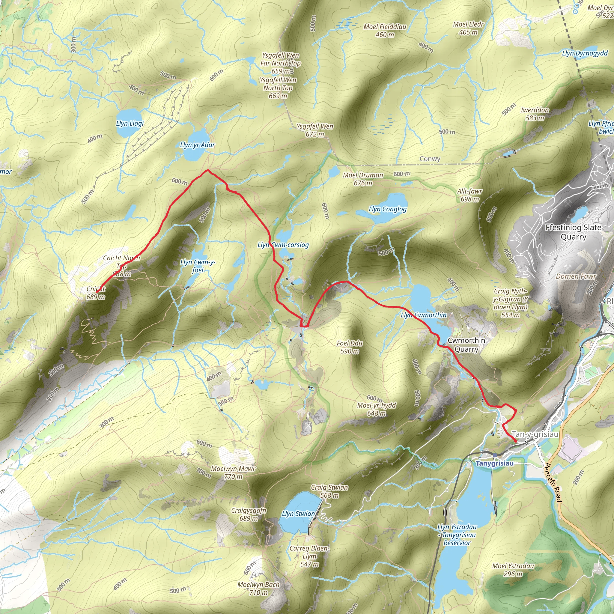 Cnicht from Tanygrisiau mobile static map